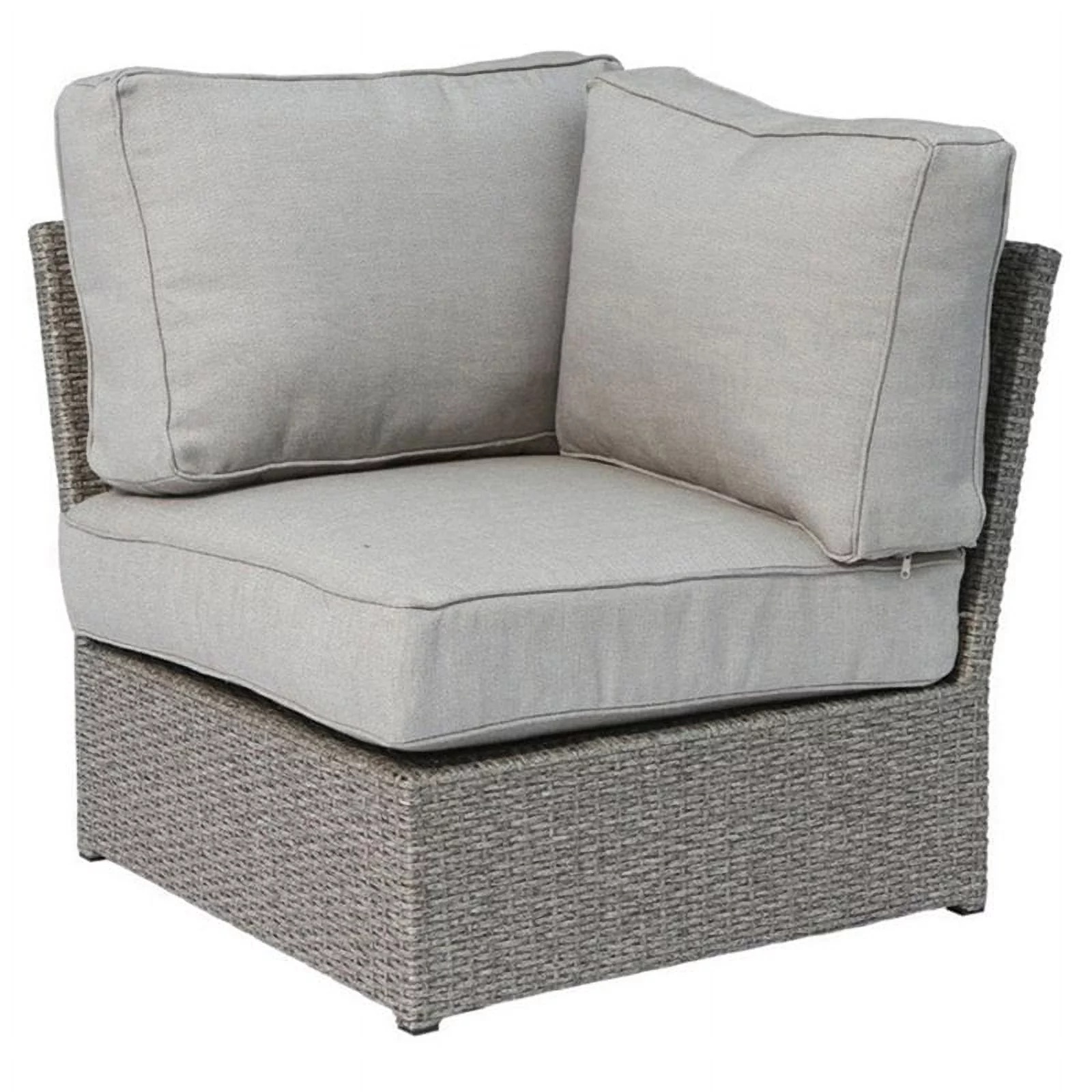 Living Source International Wicker Corner Wedge Patio Chair with Cushion in Gray