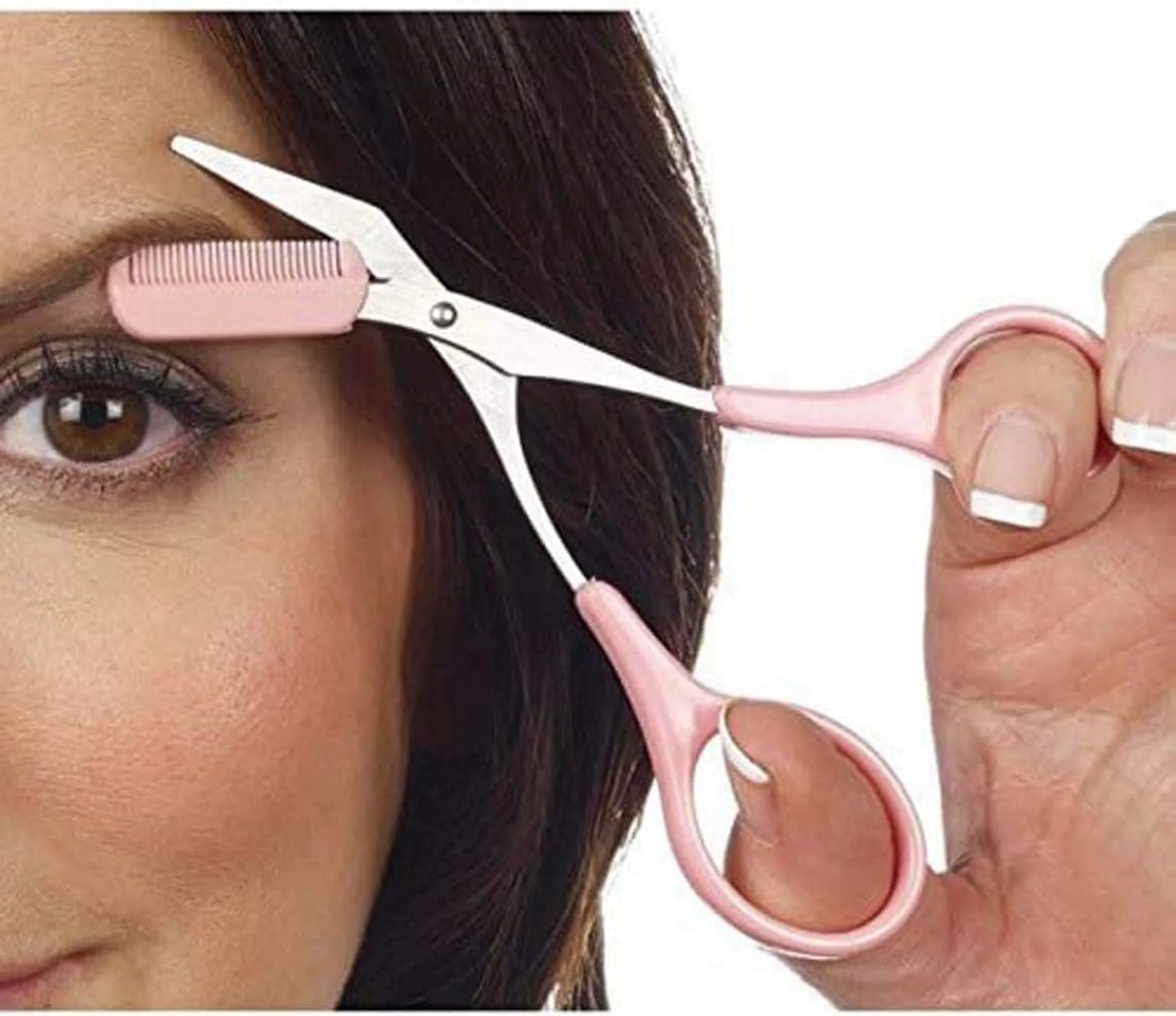 Stainless Steel Eyebrow Grooming Scissors With Comb，Small and portable eyebrow trimming scissors for all women Cute eyebrow trimming Shape up at home makeup tool.