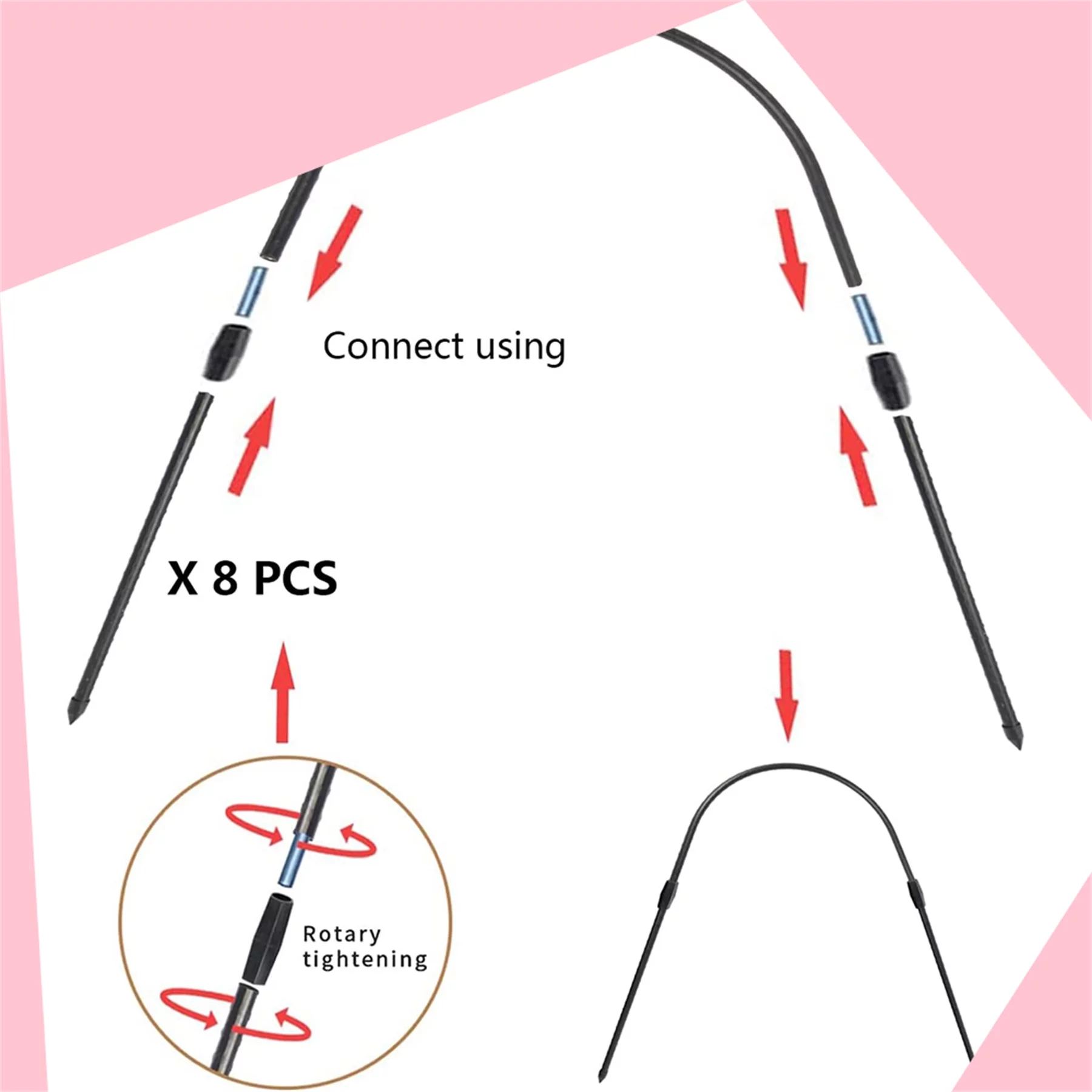 Greenhouse Hoops Grow Tunnel, 8 Sets
