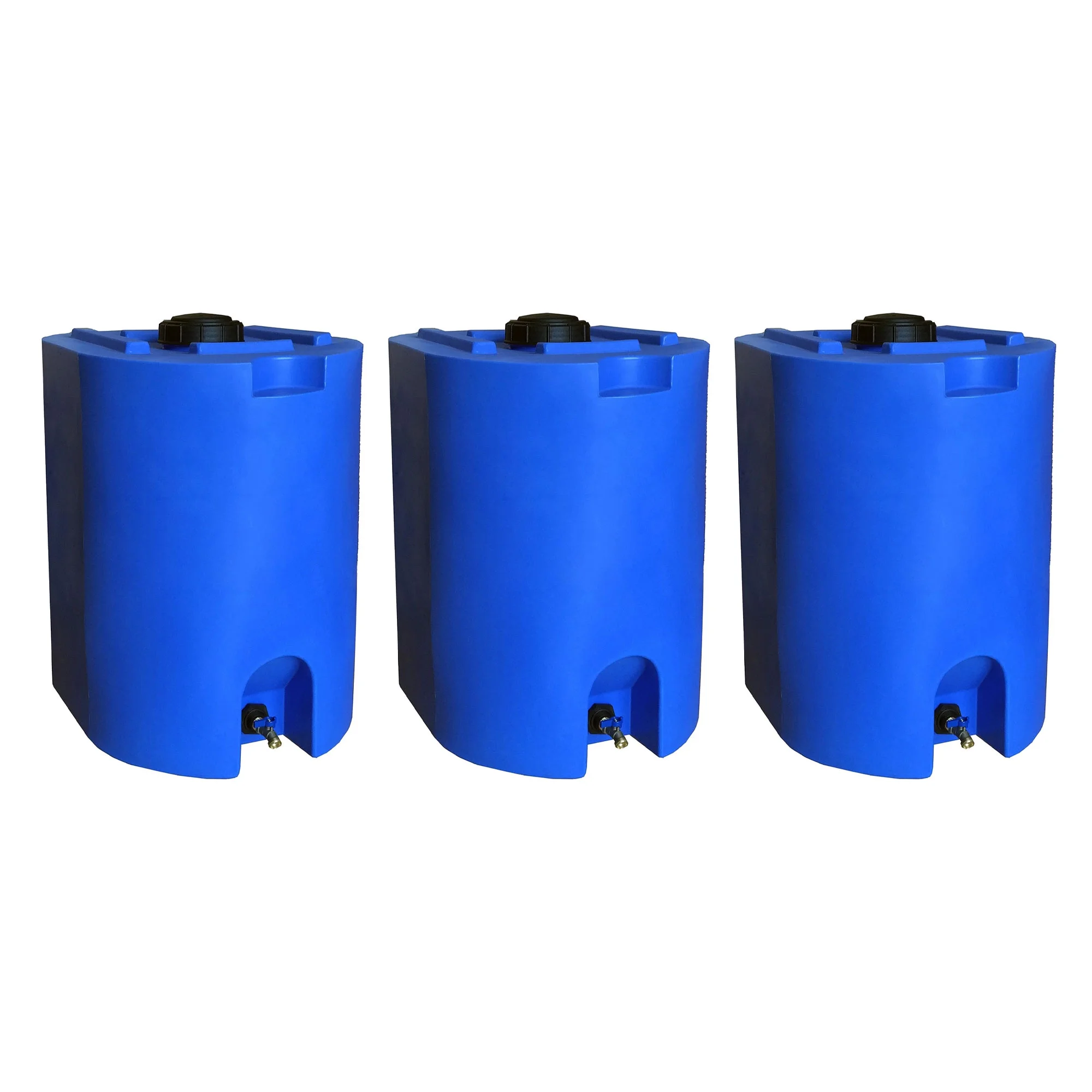 WaterPrepared 55 Gal Stackable Design Utility Water Tank, Blue (3 Pack)