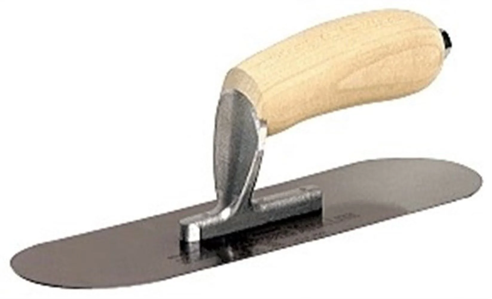 Marshalltown 13110 Pool Trowel, Carbon Steel Blade, Curved Handle, Wood Handle, 3 in OAW
