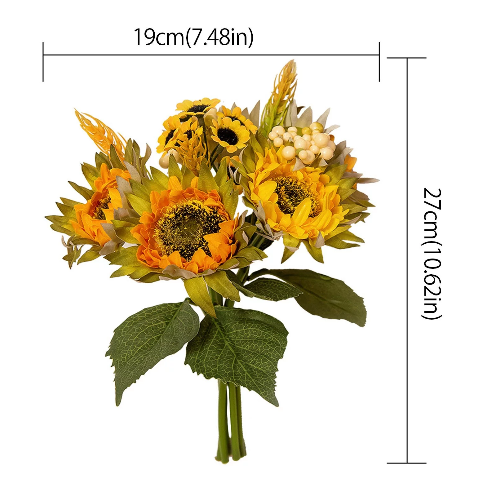 HALJEN Outdoor Artificial Flowers That Look Real Greenery Artificial Sunflowers Bouquet Flower for Shower Home Decoration Wedding Decor Bride Holding Flowers Diy Garden Craft Art Decor