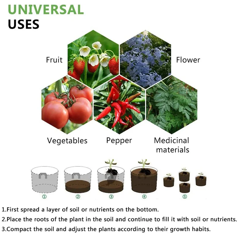 Felt Grow Bag Rectangle Vegetable Flower Planting Nursery Pot with Handle Garden Planting Bed Tomato Potato Planters Container