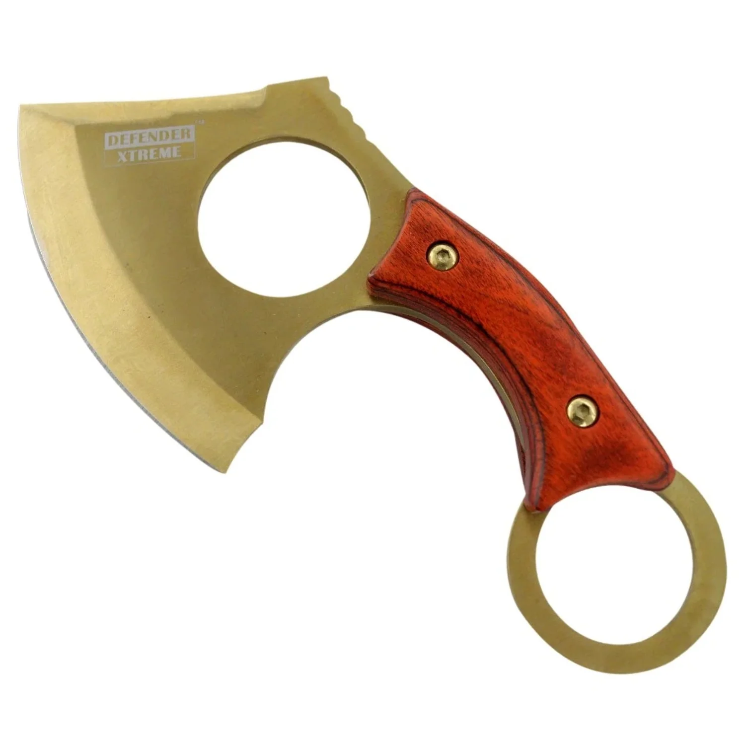 Defender-Xtreme 6.5 Gold Hunting Mini Axe 3CR13 Stainless Steel Wood Handle 13339