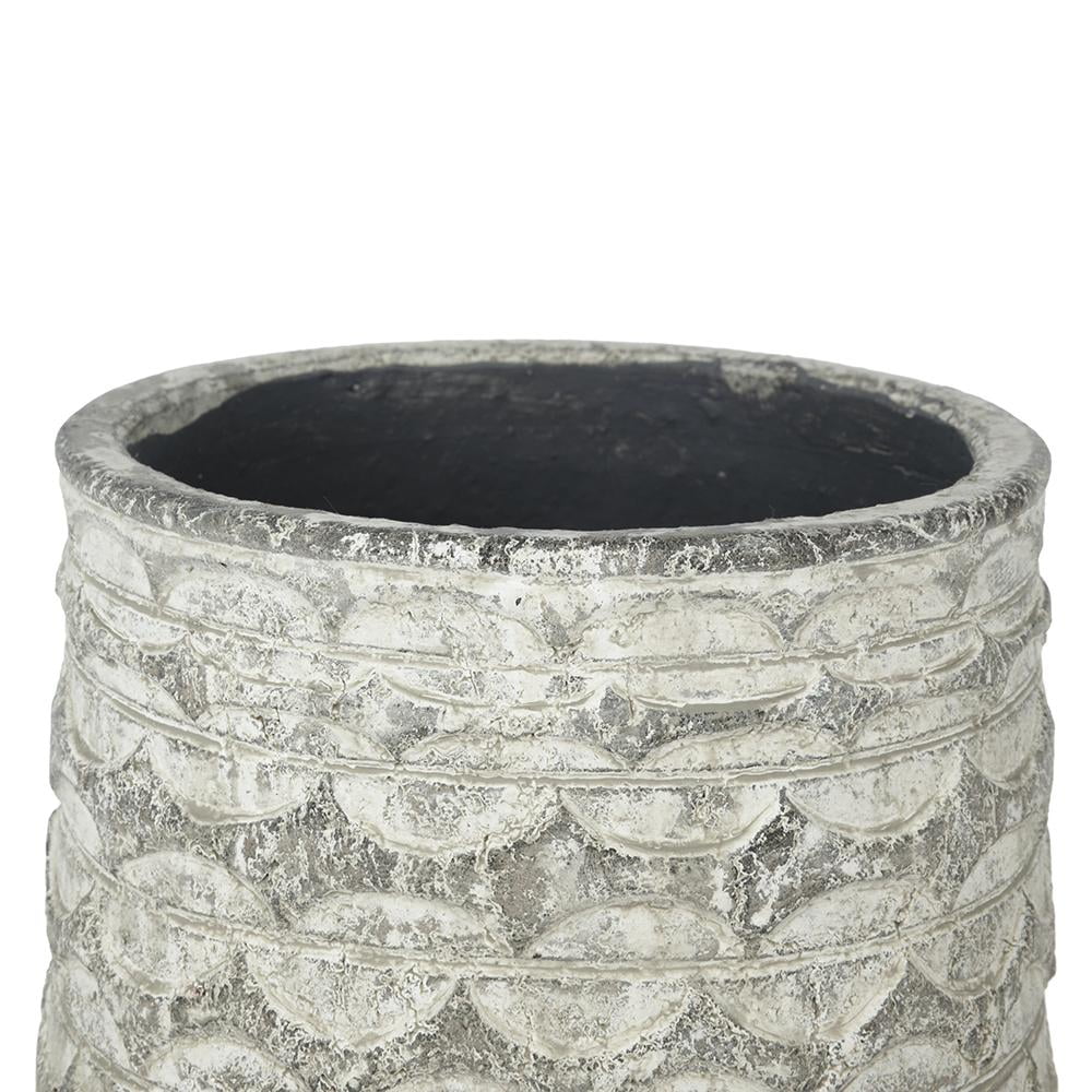 A&B Home Gray Terracotta Planter with Scalloped Pattern Texture 7.9