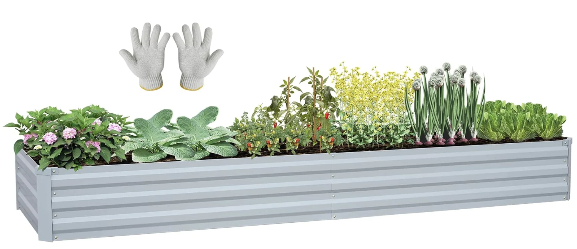 Planter Raised Beds Raised Garden Bed for Gardening Garden Boxes Outdoor Metal Raised Garden Beds Galvanized Outdoor,8x2x1FT Galvanized Grey