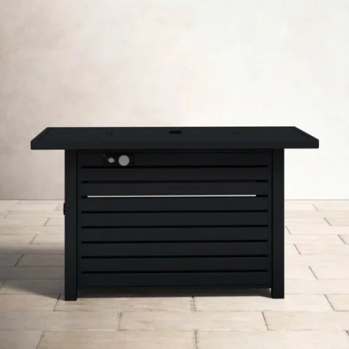 Buumin Living Source International Steel Propane/Natural Gas Outdoor Fire Pit Table with Lid