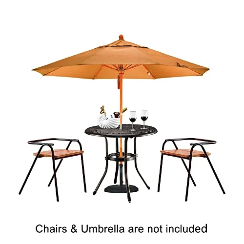 Henf Outdoor Cast Aluminum Dining Table with 2