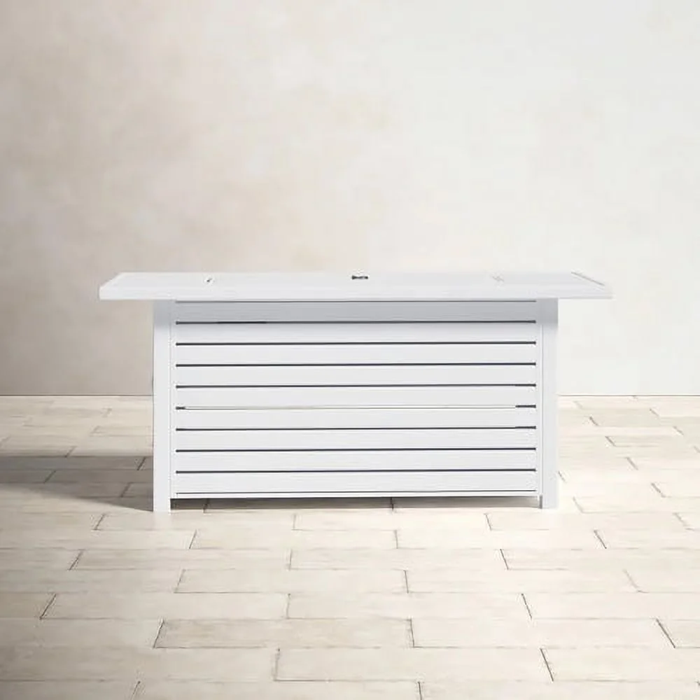 Buumin Living Source International Steel Propane/Natural Gas Outdoor Fire Pit Table with Lid (White)