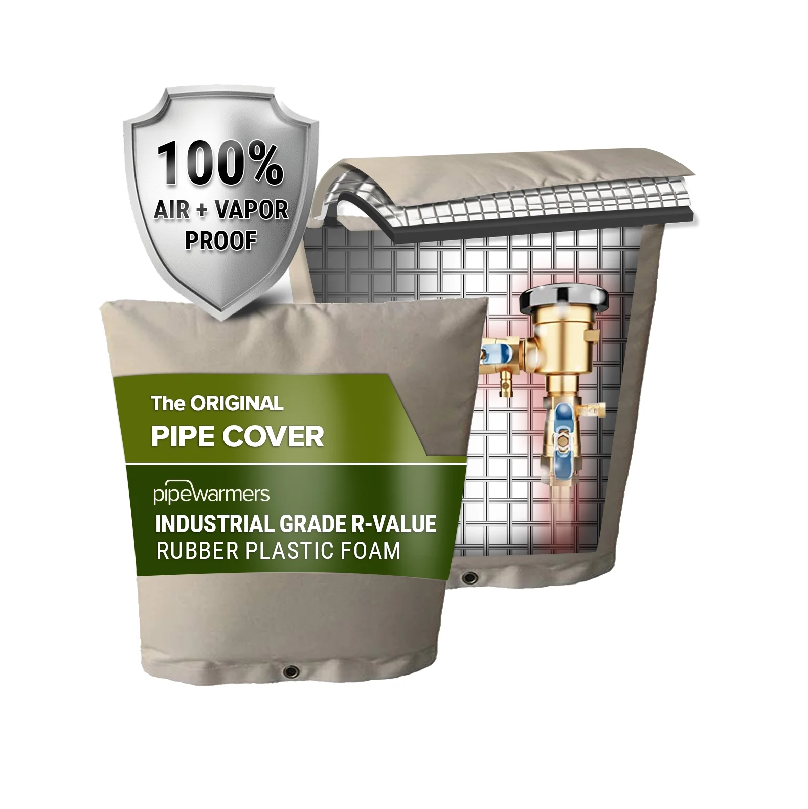 PipeWarmers The Original Pipe Insulation Cover (5˚F) Winter Pipe Insulation (UV-Coated),Pump Cover, Sprinkler Irrigation Valve Cover, Backflow Preventer Freeze Protection(24W X 36H)