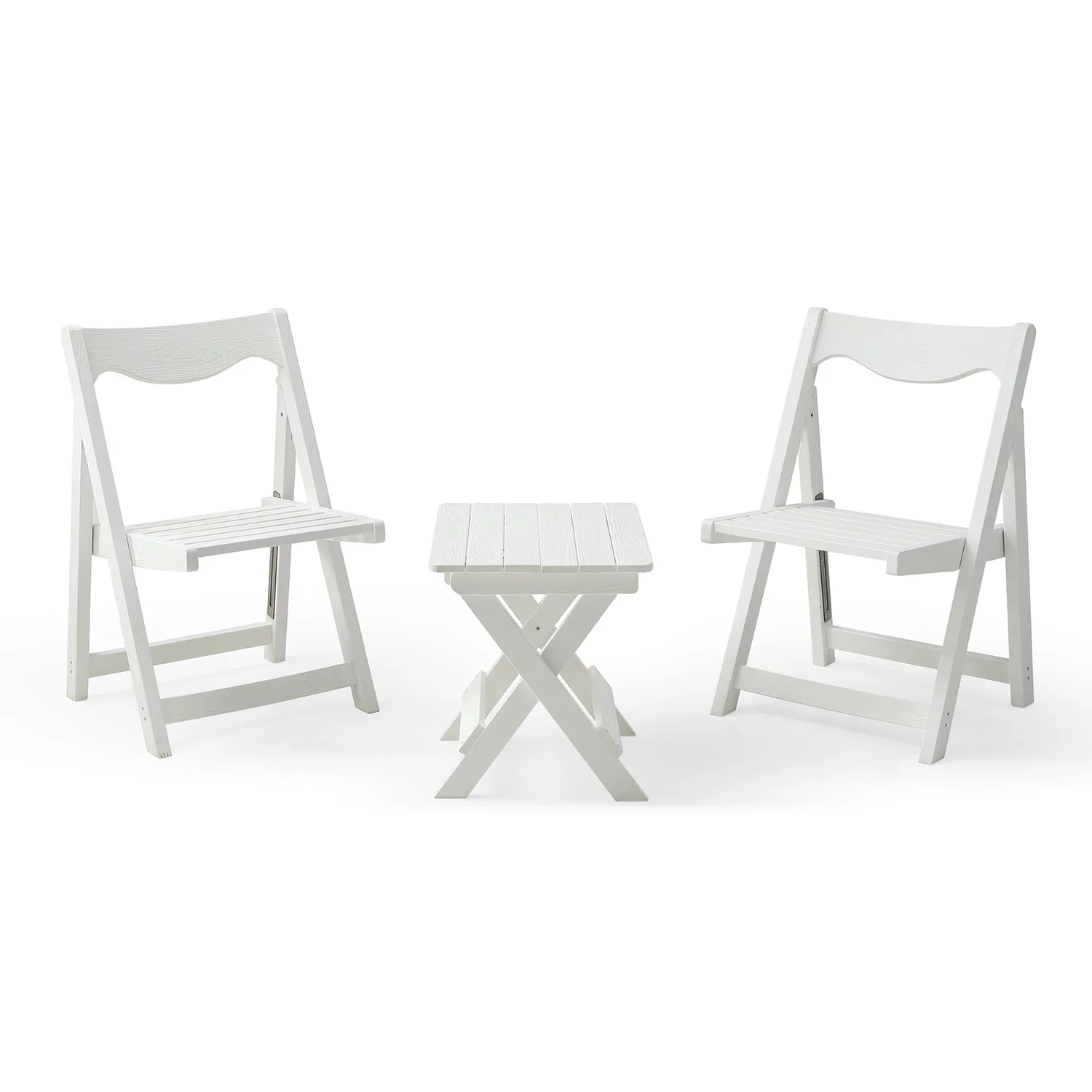 Foldable Small Table and Chair Set with 2 Chairs and Rectangular Table&nbsp; White