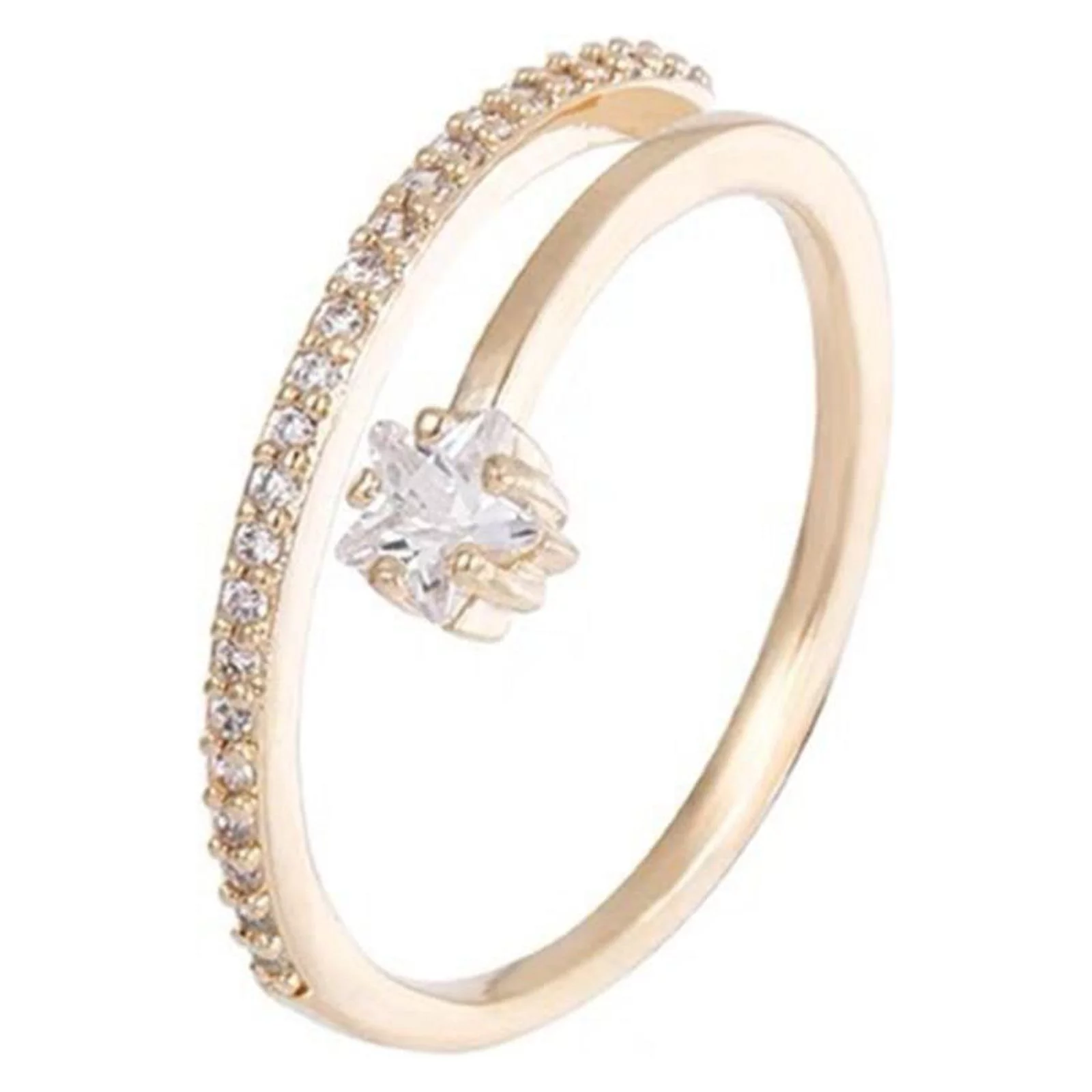 XZZjjl Rings For Women Sterling Silver Simple And Generous Into Ring Fashion Sweet Opening Ring Hip Hop Index Ring Sweet Temperament Silvery Plated Geometric Metal Open Ring Finger