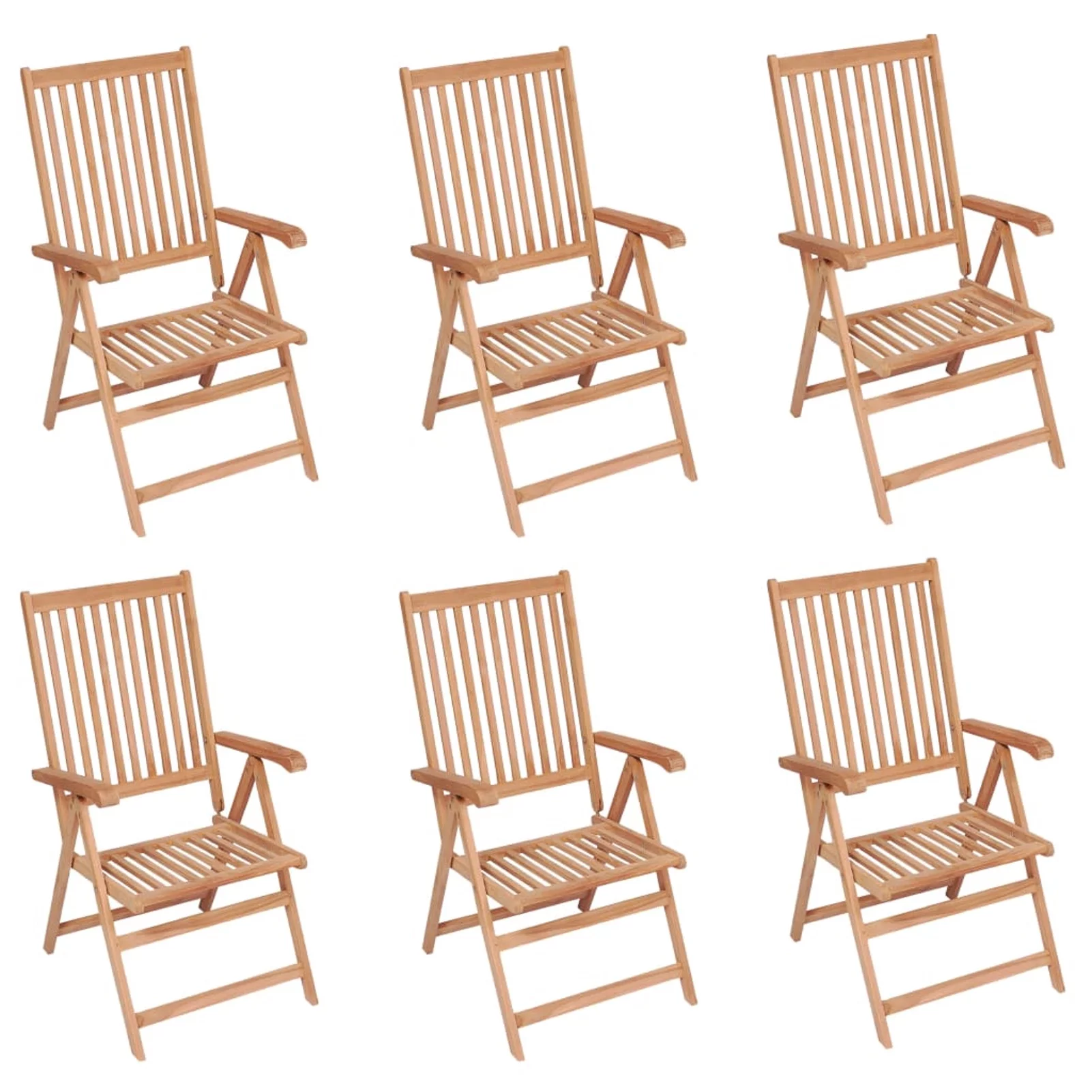 Dcenta Reclining Patio Chairs 6 pcs Solid Teak Wood