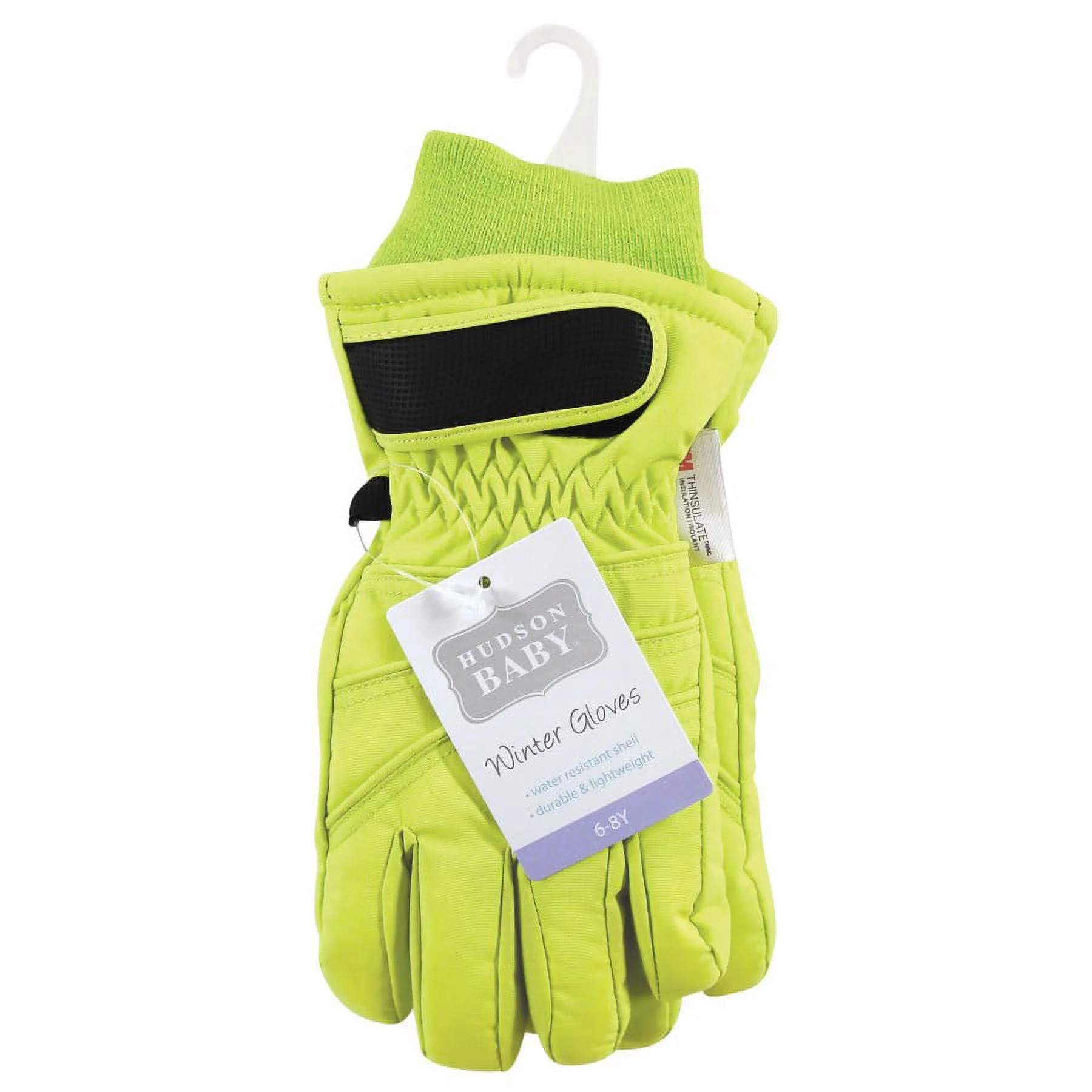 Hudson Baby Unisex Snow Gloves, Lime, 6-8 Years