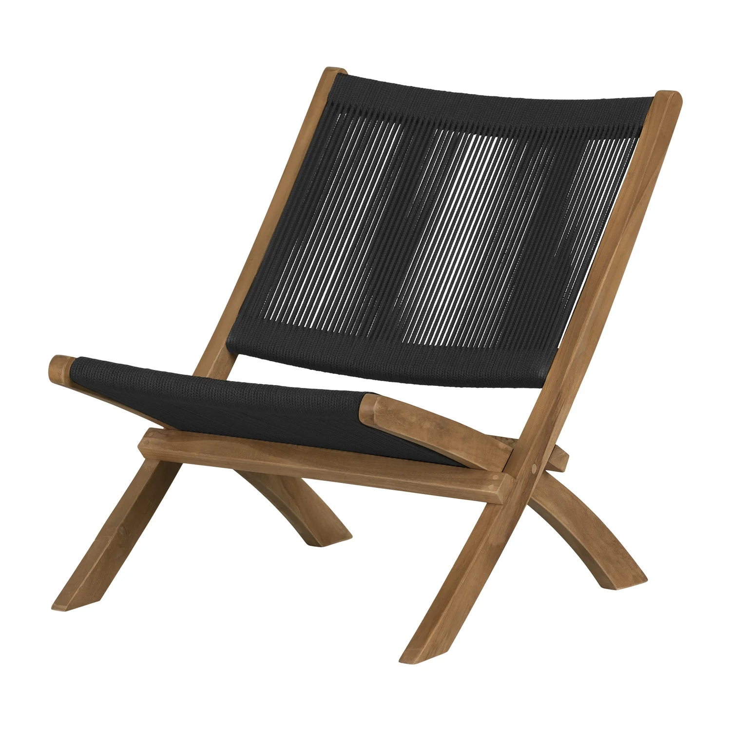 Maykoosh Sophisticated Simplicity Wood And Rope Lounge Chair Black And Natural