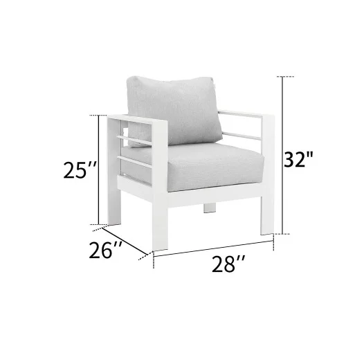 Buumin Small Comfy Couch White Aluminum Single Sofa Outdoor Couch Patio Furniture Set Of 2 Pieces