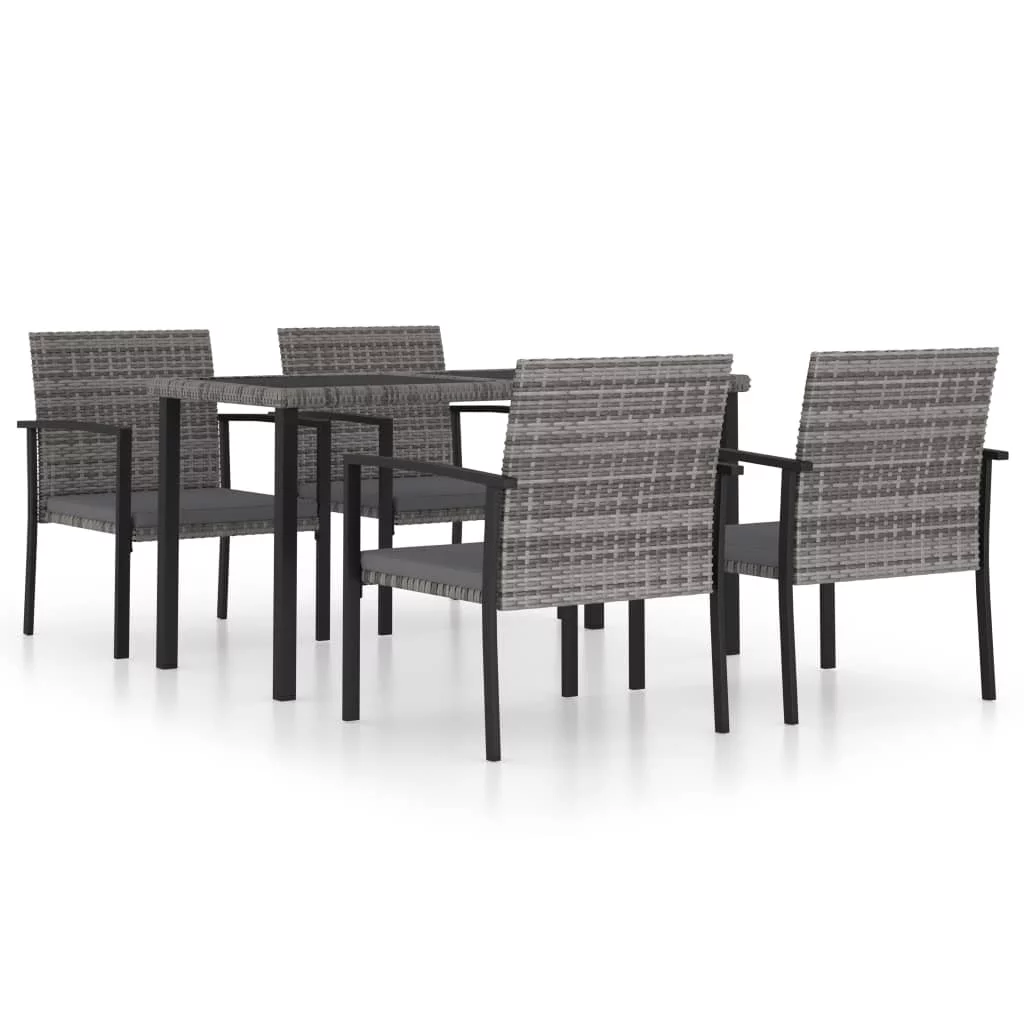 vidaXL 5 Piece Patio Dining Set Poly Rattan Gray