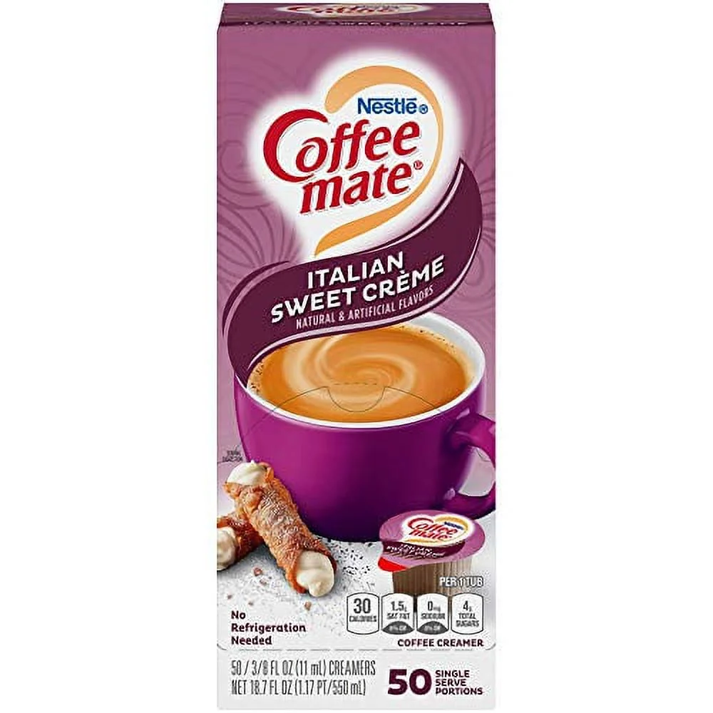 Coffee-mate Coffee Creamer, Italian Sweet Creme Liquid Singles, 50 Count (Pack of 2)