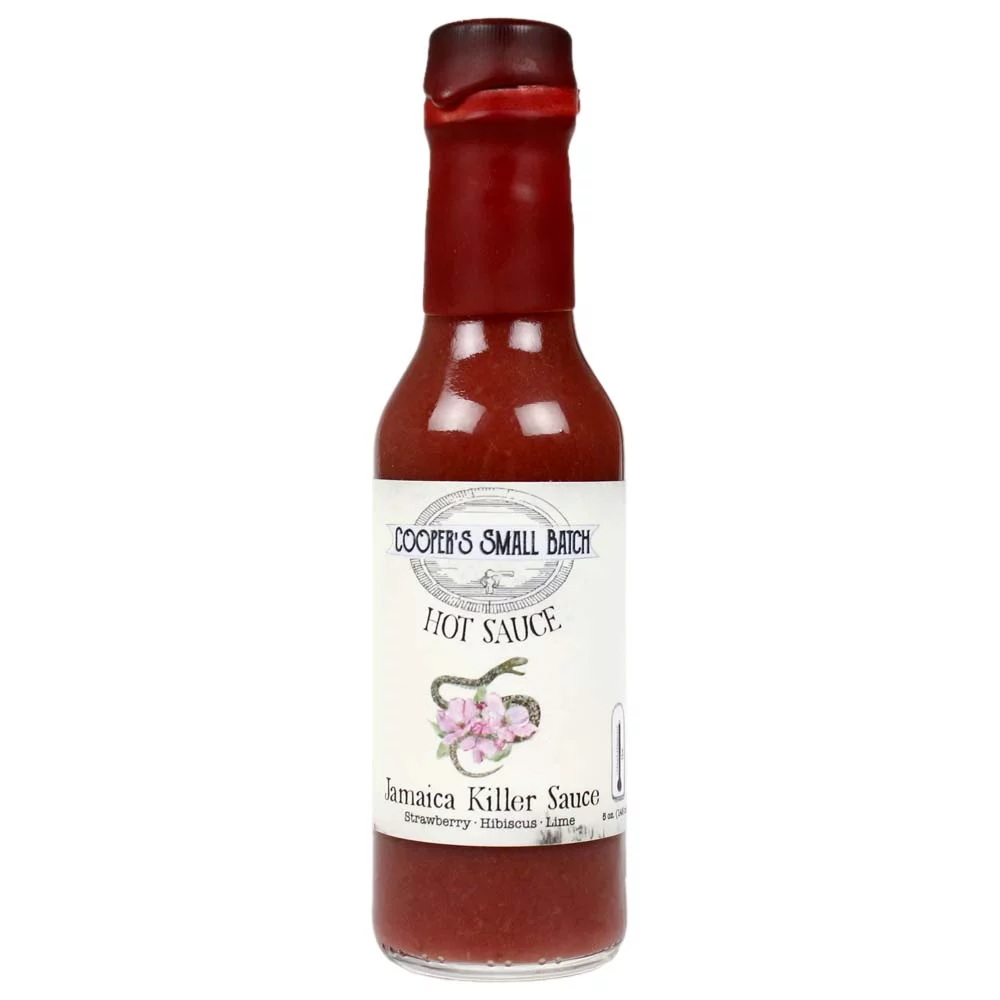 Jamaica Killer Hot Sauce Strawberry Lime Hibiscus Sweet Heat 5 Oz Bottle