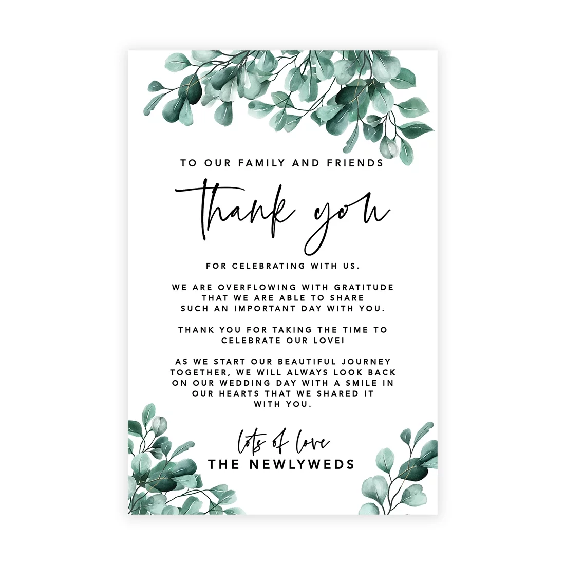 Koyal Wholesale Silver Dollar Eucalyptus Wedding Thank You Place Setting Cards for Table Reception, 56-Pack