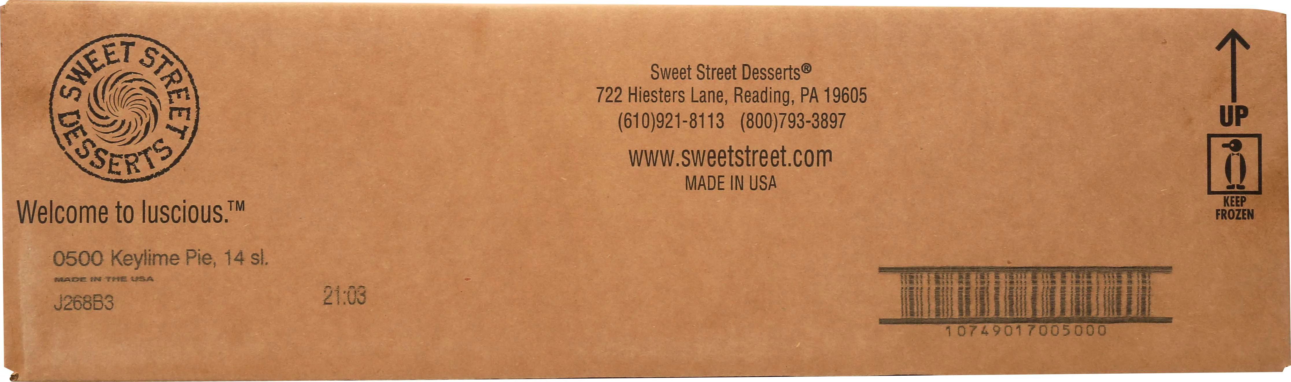 Sweet Street 14 Slice Key Lime Pie, 4.9 Pound -- 4 per case.