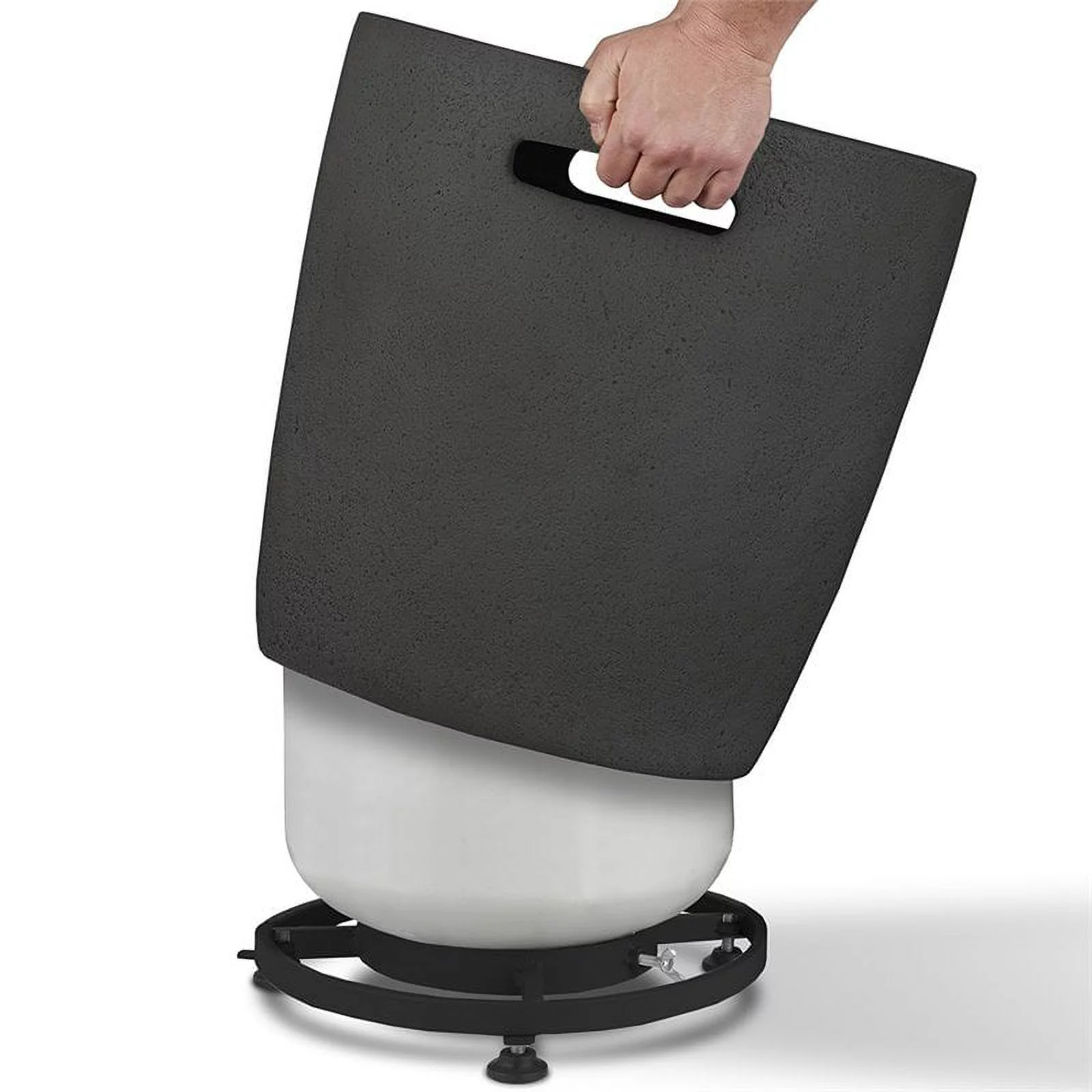 Home Square 2-Piece Set with Oval Propane Fire Bowl and Tank Cover in Shale