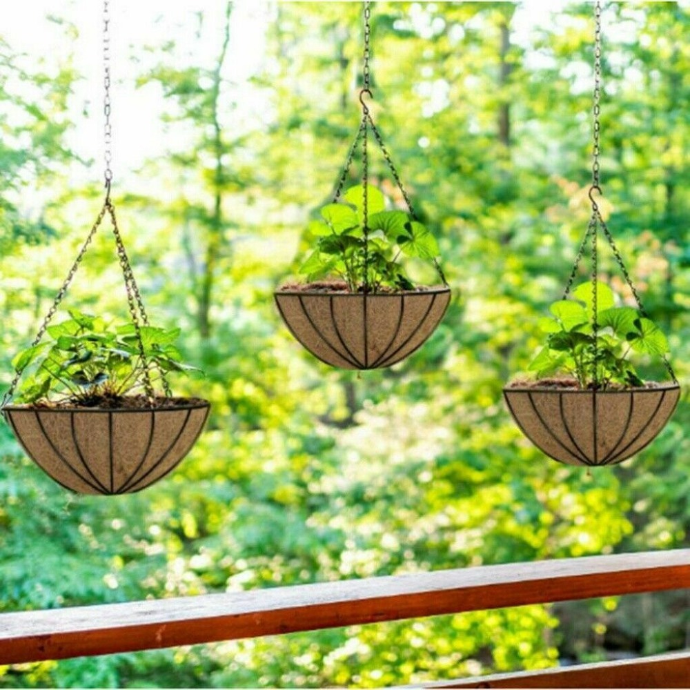 Cocobaby 2Pcs 16 Inches Half Round Thick Coconut Fiber Plant Basket Liner and 2 Linings