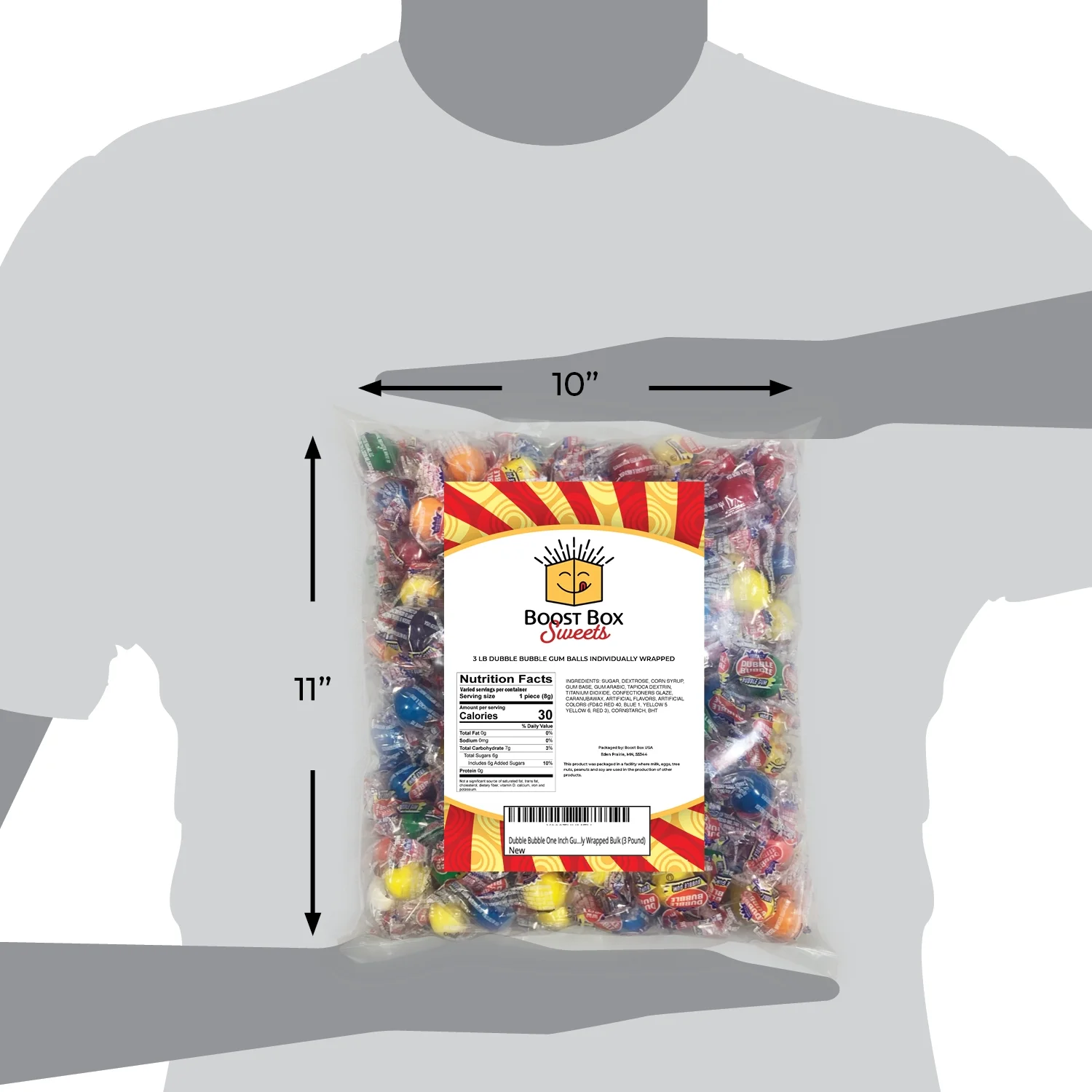 Dubble Bubble One Inch Gumballs Candy Coated Gum Individually Wrapped Bulk (3 Pound)