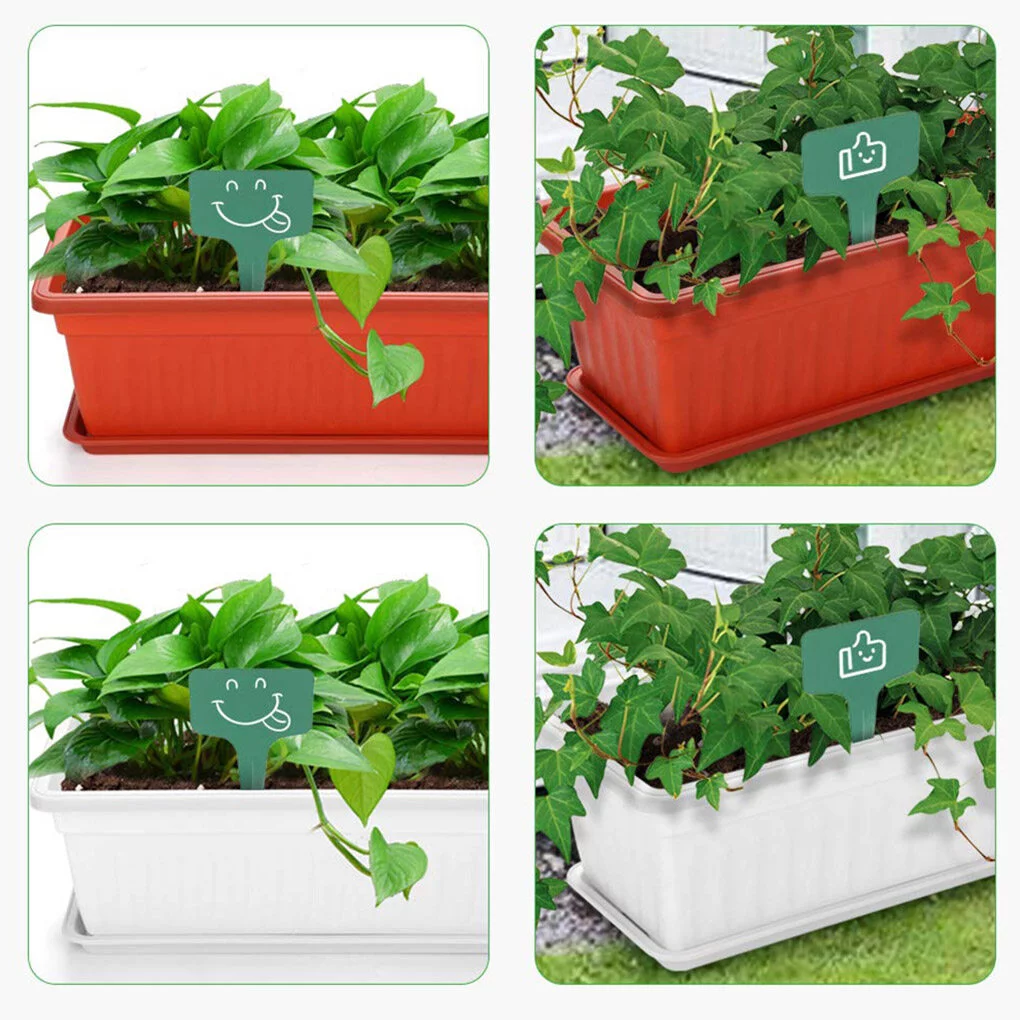 Dido 3pcs Resin Rectangular Planting Pot Drainage Hole Vegetable Flower Planter Home Garden Plant Tray Red 50x21x14cm