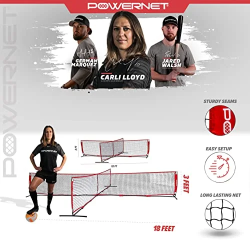 PowerNet 4 Way Soccer Tennis Net | Fun New Game and Training Equipment | Play at The Park or Beach | 2 Sizes