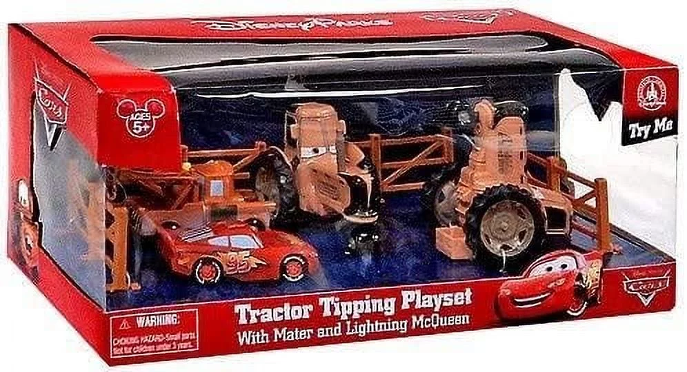 Disney Pixar Cars Tractor Tipping Playset with Mater and Lightning McQueen