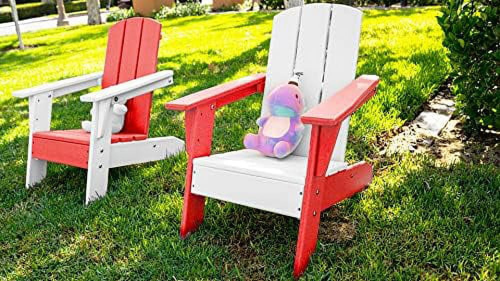 All Weather Resistant, Indoor Outdoor  Chairs For Children And Pets, Outdoor Patio Backyard Furniture (White Red)