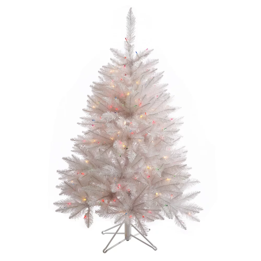 Vickerman 4.5' Sparkle White Spruce Artificial Christmas Tree, Multi-Colored LED Lights