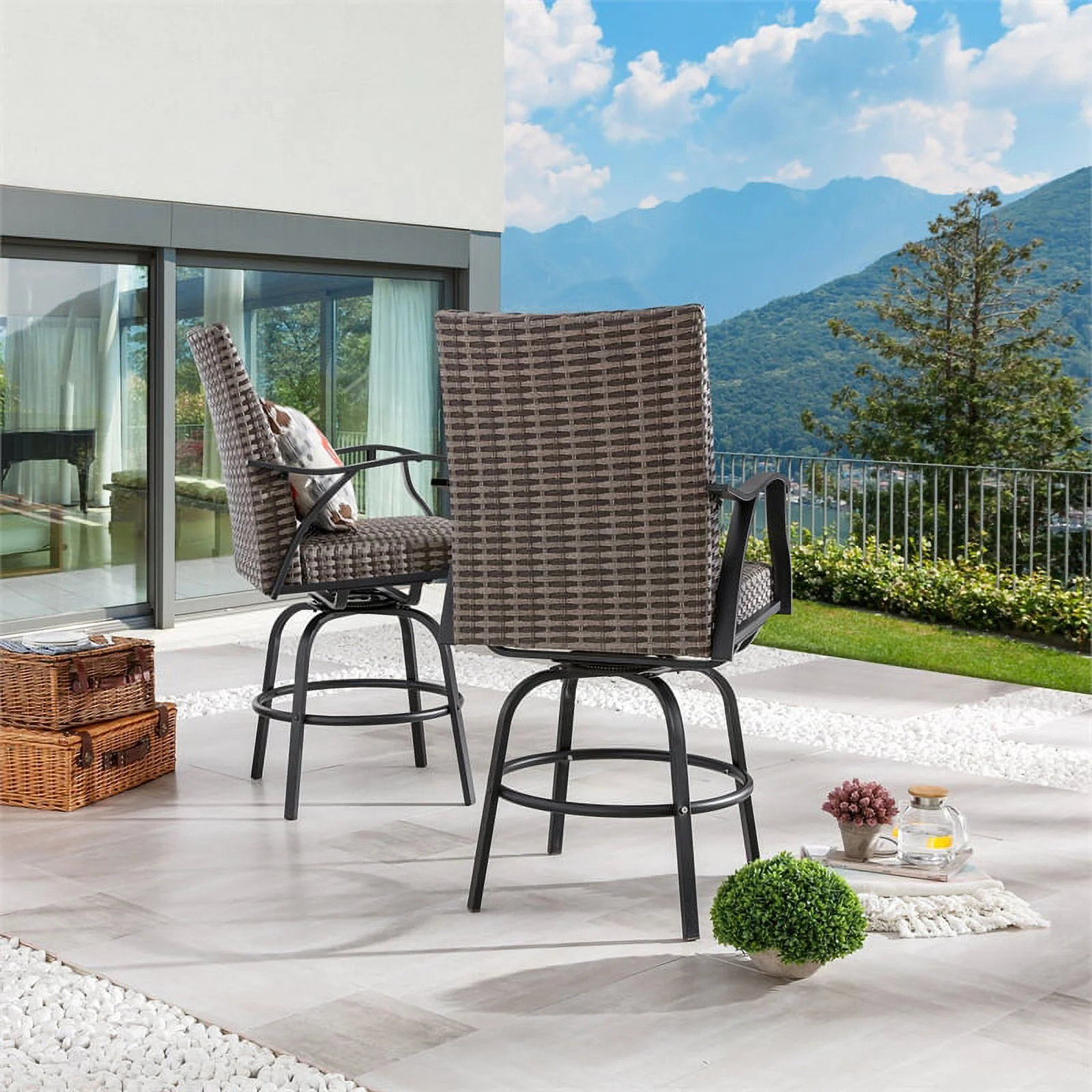 Patio Festival Metal 6-Piece Outdoor Dining Set in Brown & Black