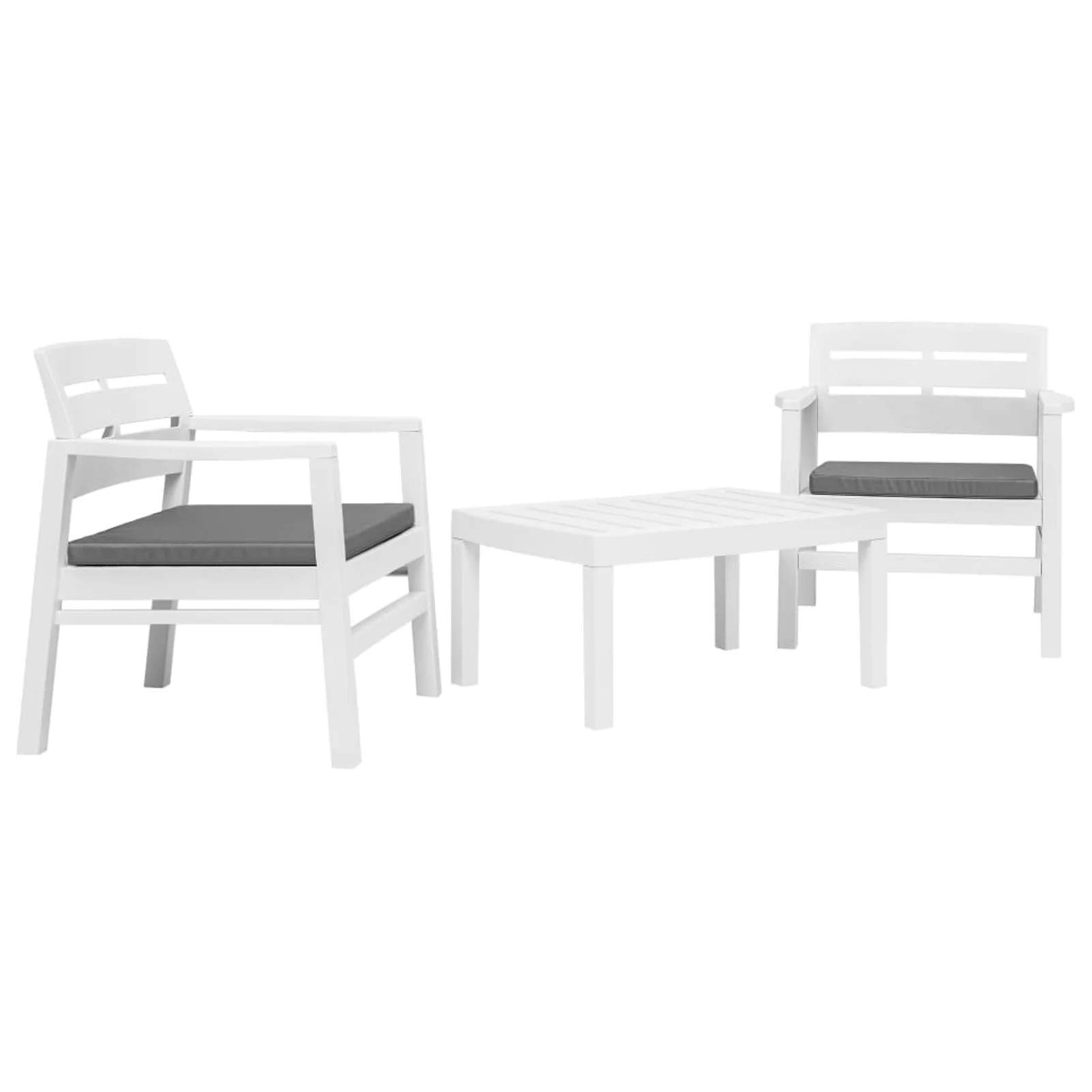 moobody 3 Piece Patio Lounge Set with Cushions 2 Armchairs and Table Conversation Set Plastic Outdoor Sectional Sofa Set for Garden, Balcony, Yard, Deck