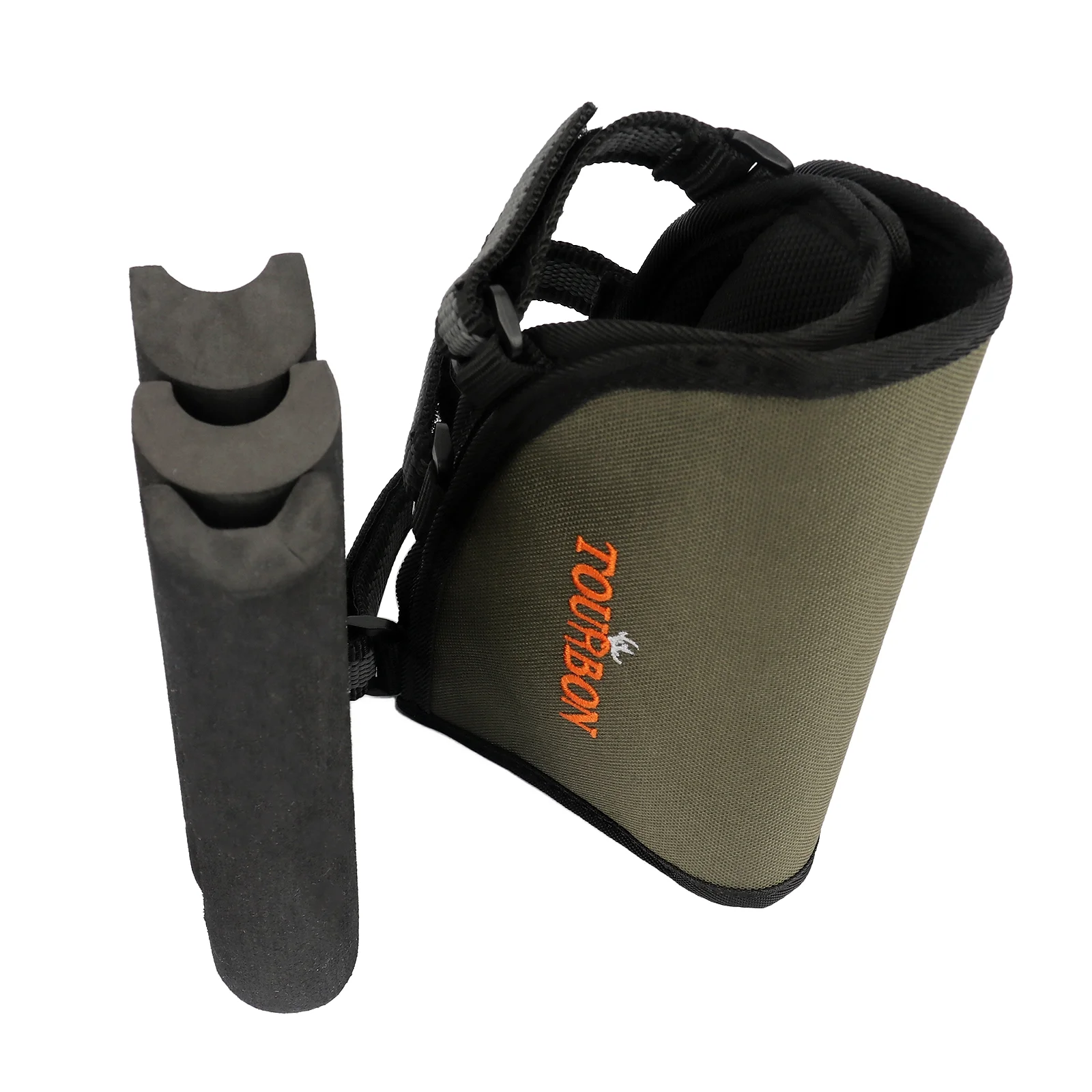 TOURBON Rifle Cheek Weld Riser Rest Comb Raiser with Ammo Holder Shooting Nylon Neoprene-Green/Black
