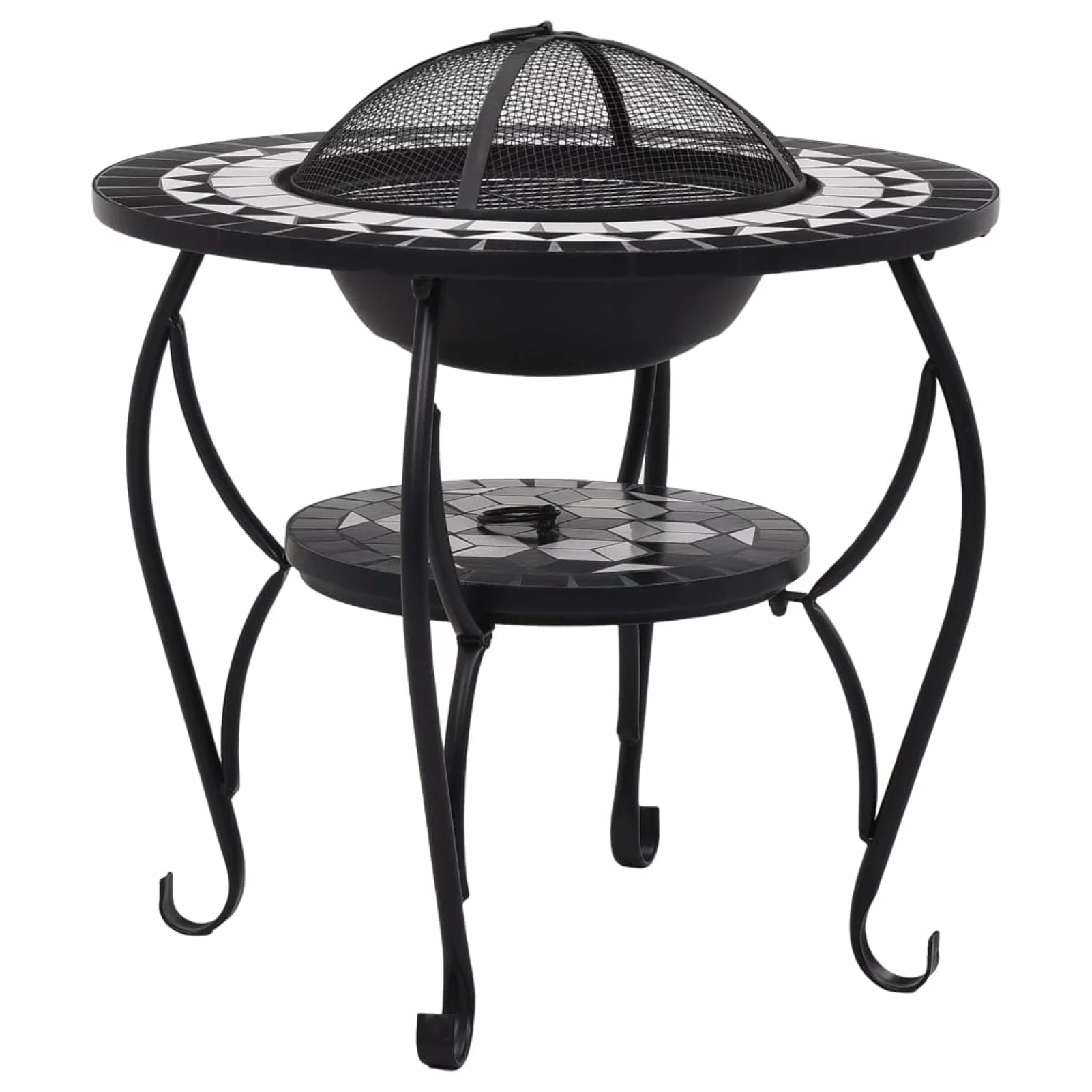 Carevas Fire Pit Table Black and White 26.8