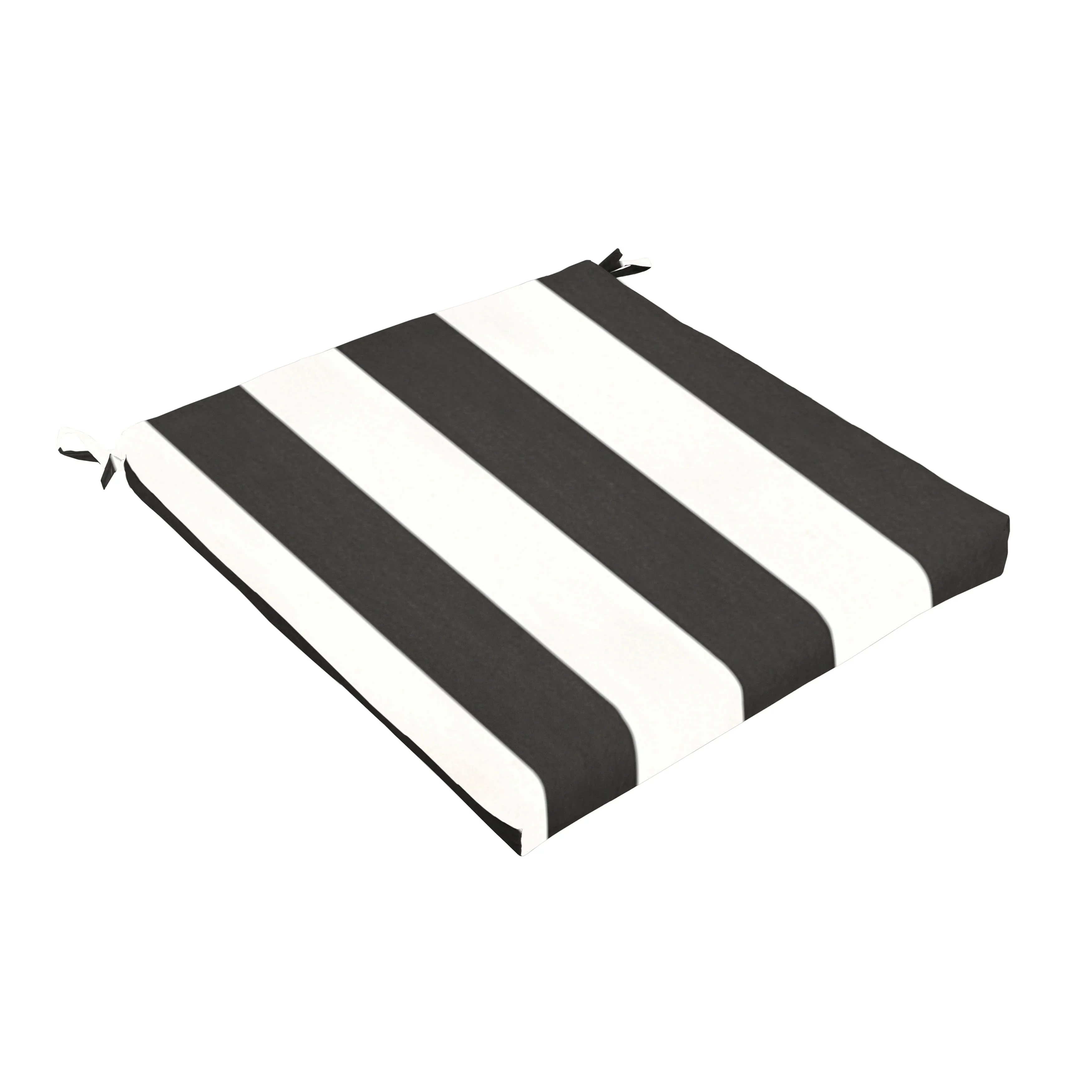 Sunbrella Black White Stripe Indoor/Outdoor Chair Cushion - 19 in W x 19 in D