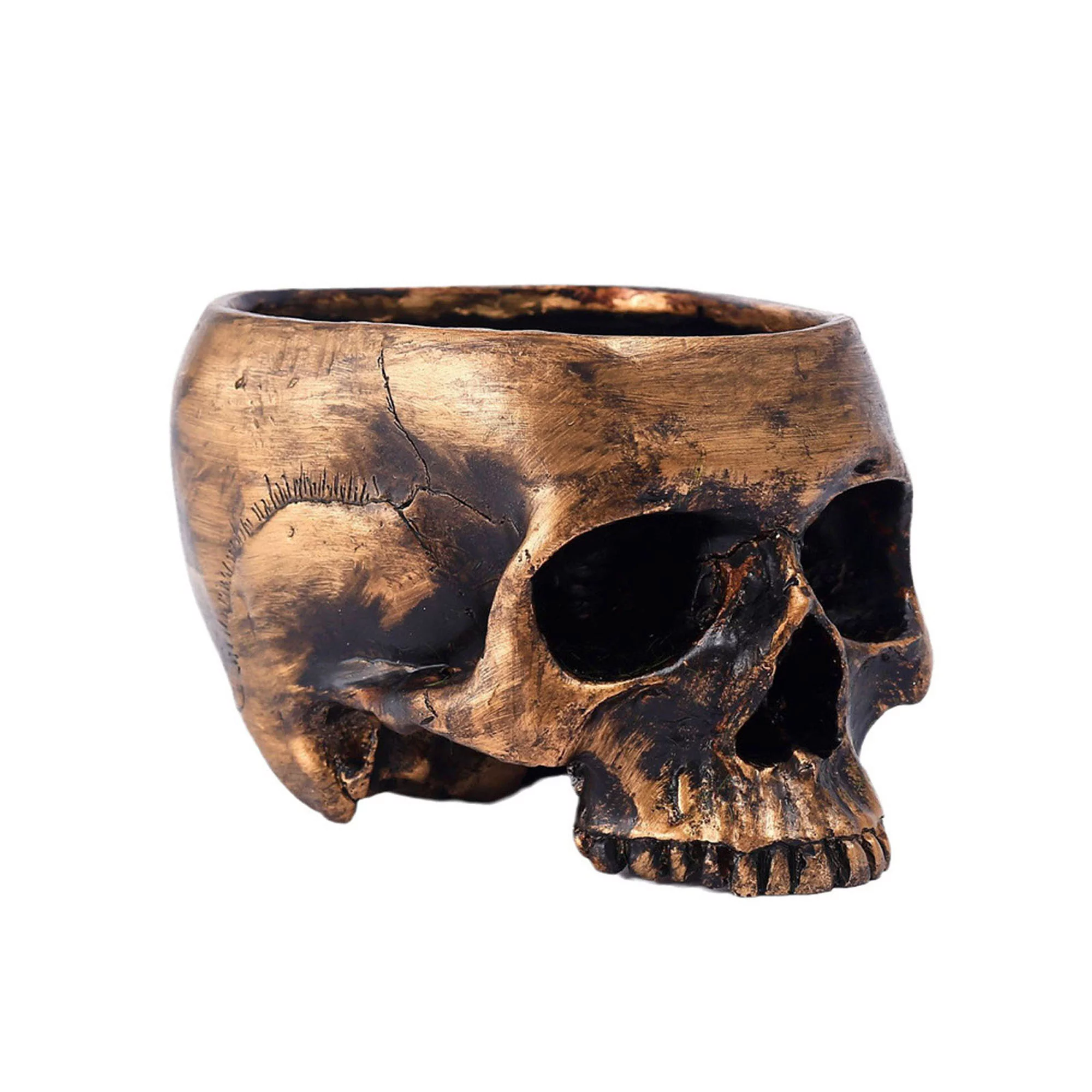 Halloween Skull, Resin Scary Skull Heads Decor Storage Organizer Flower Pot Desktop Ornament