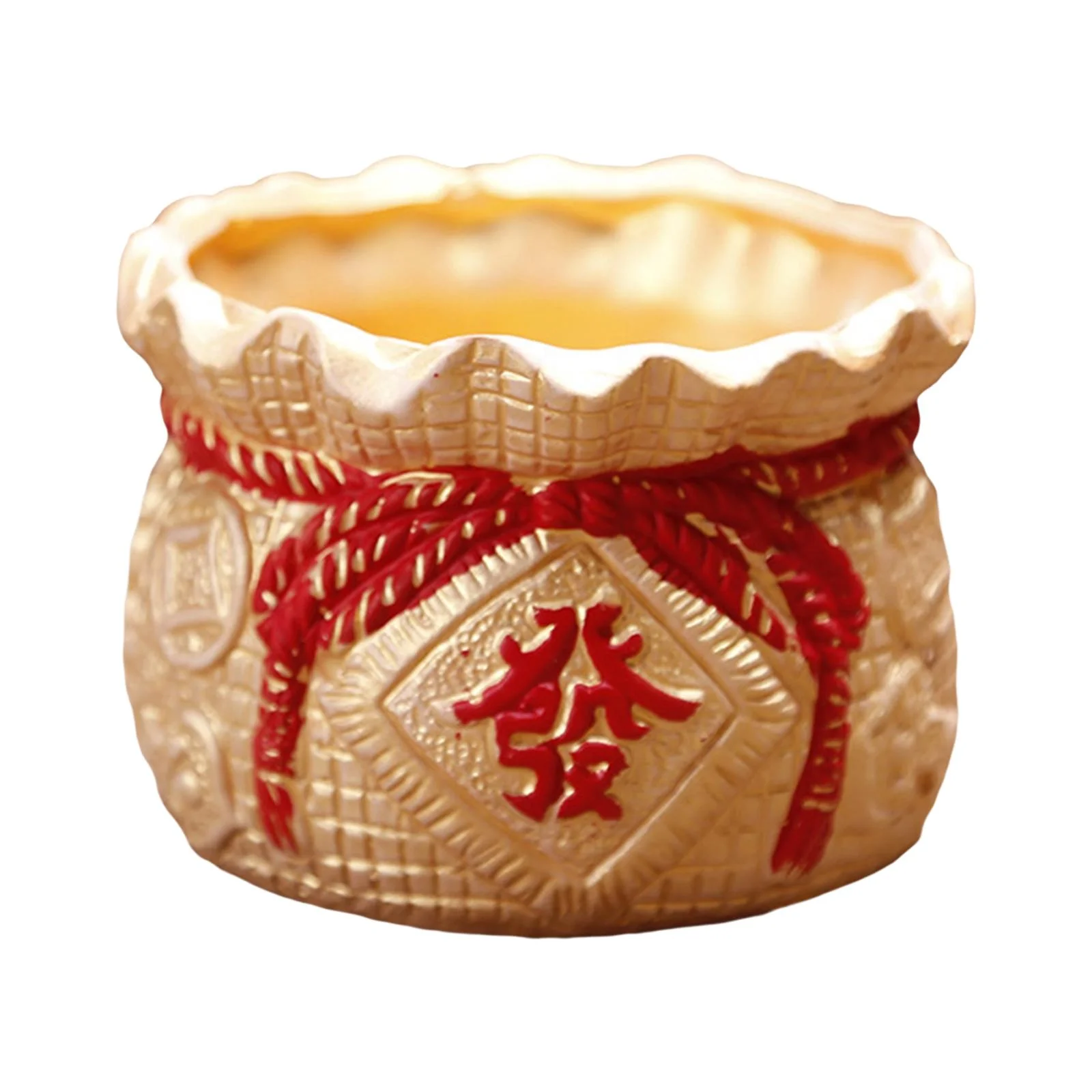 flameer Blessed Bag Flower Pot Living Room Bedroom Bookshelf Festival Flower Golden 12cmx9cm