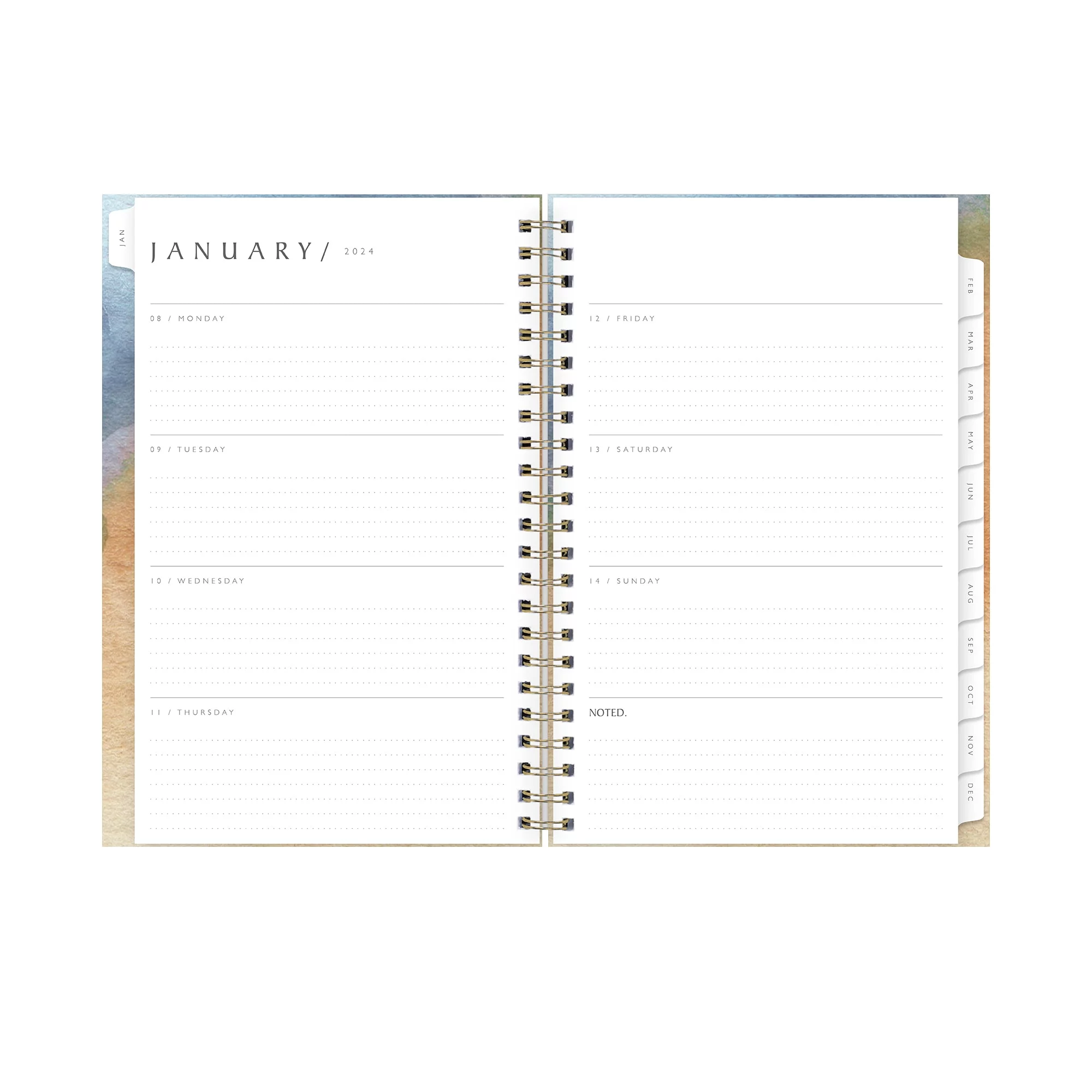 2024 Weekly Monthly Planner, 5x8, Blue Sky, Andreo