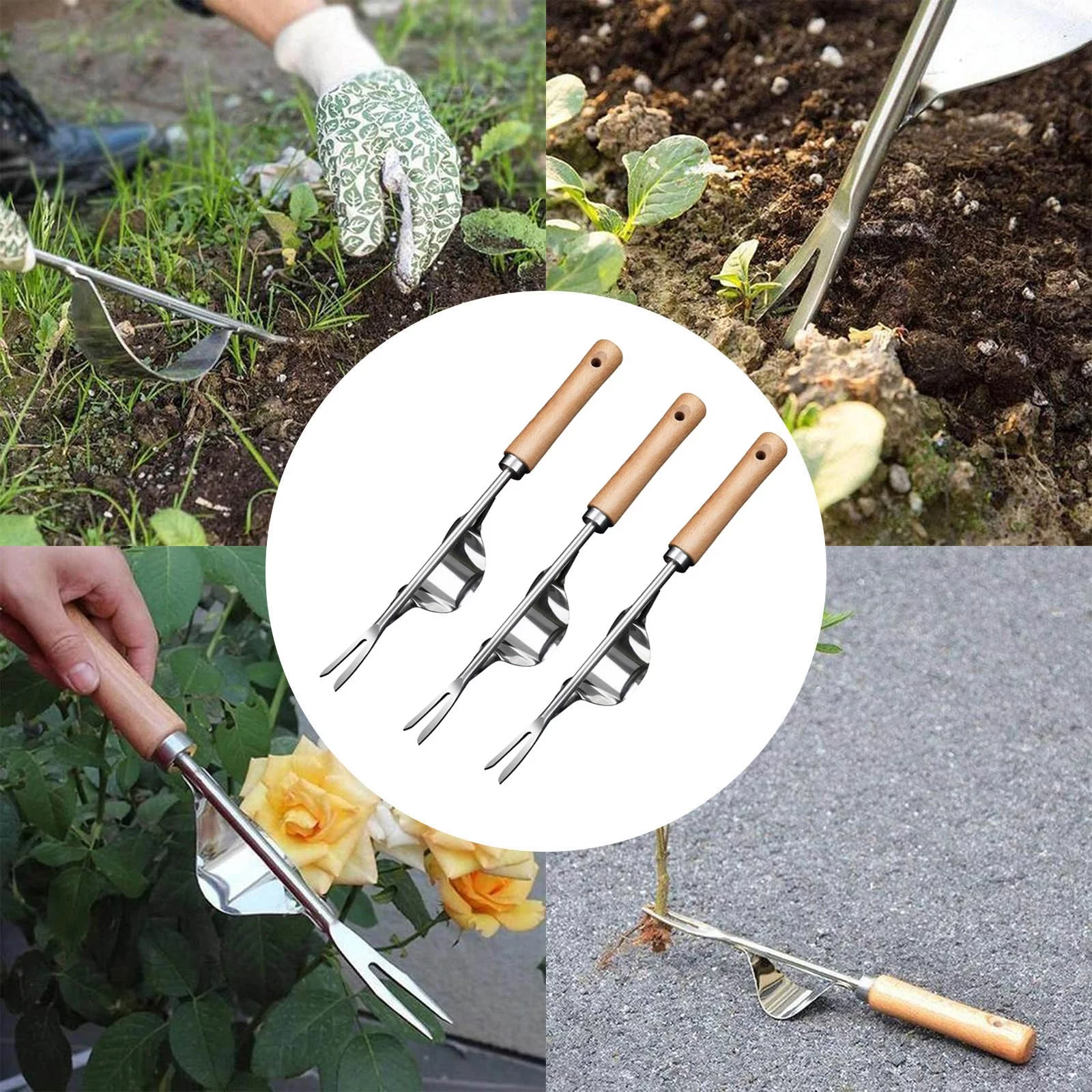 BadyminCSL 3Pc Weed Puller Manual Household Agricultural Tool Remover Weeding Loosening