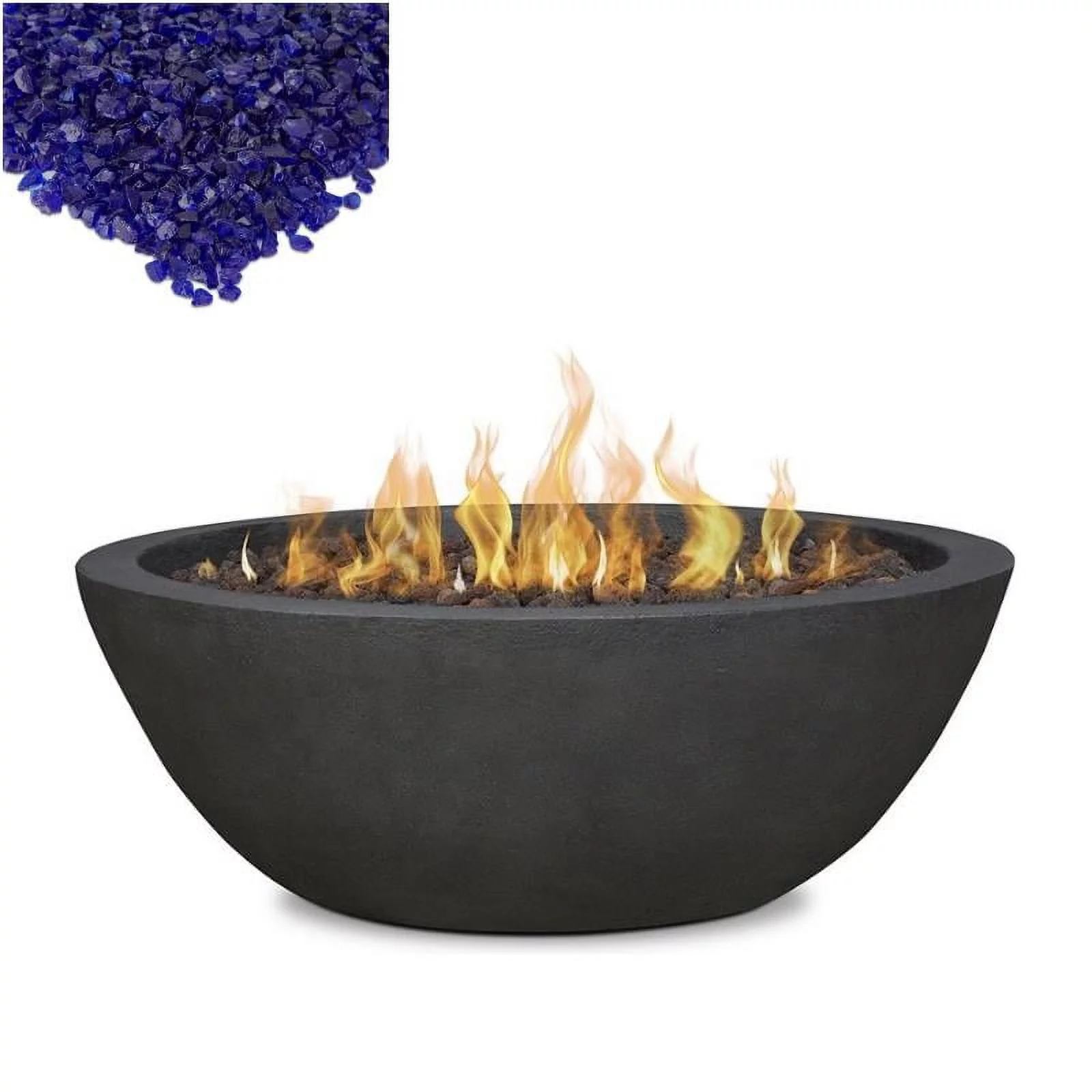 Home Square 2-Piece Set with Fire Pit Bowl & Fire Glass in Shale/Cobalt Blue
