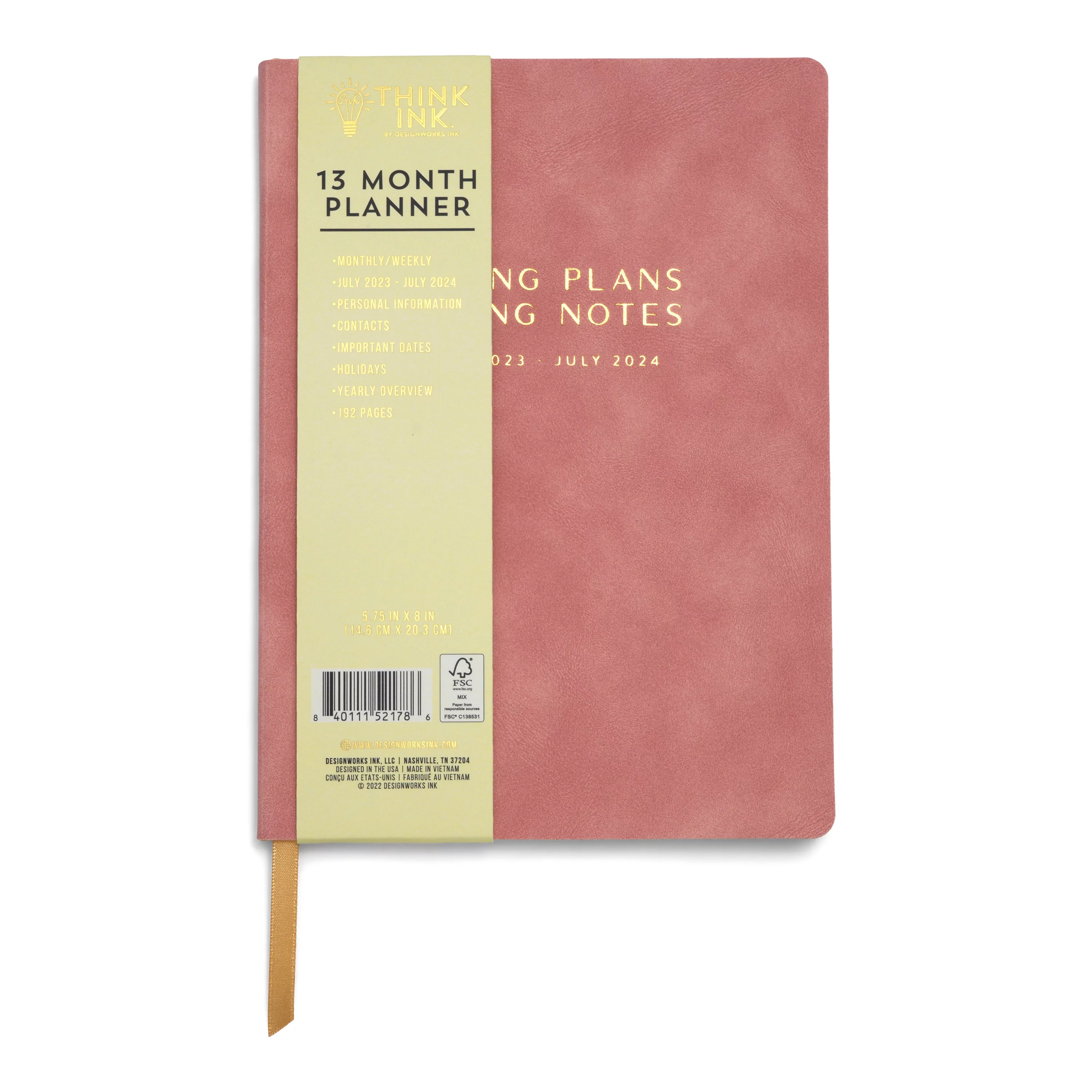 Think Ink Suede Monthly Weekly Planner, Making Plans, July 2023– July 2024