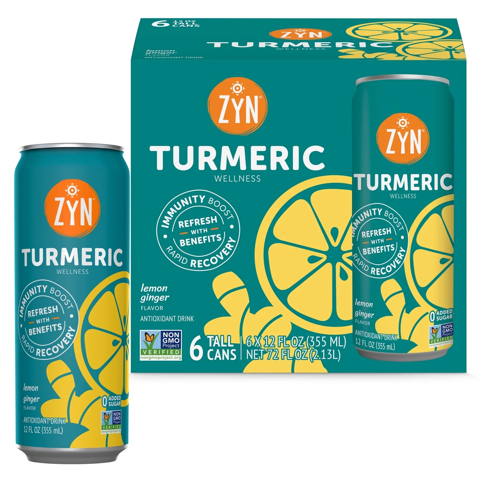 ZYN Immunity & Recovery Turmeric Wellness Drinks - Lemon Ginger (6 Pack)