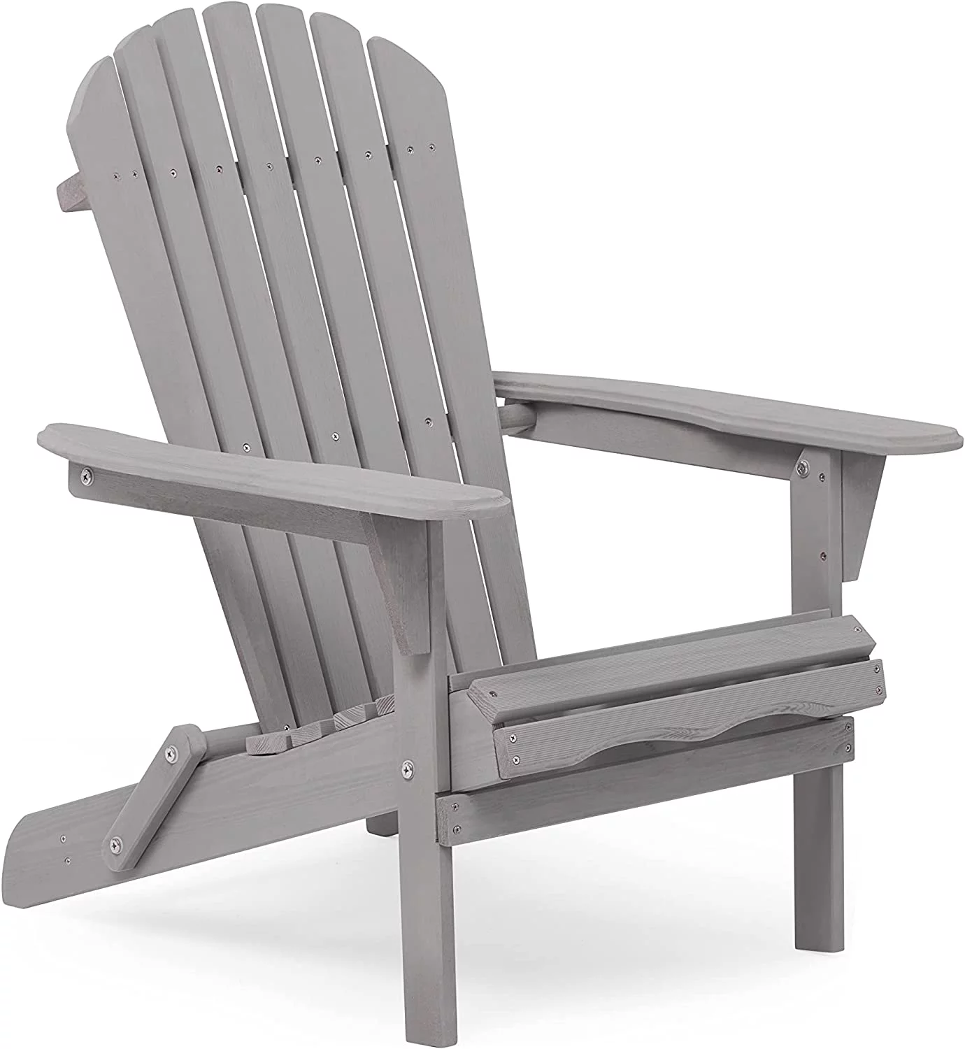 Outdoor Wooden Folding Adirondack Chair, Backrest Pre-Assembled, Solid Wood Lounge Patio Chair for Garden Backyard Fire Pit