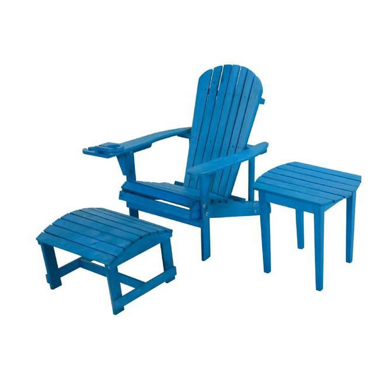 6 in. Earth Adirondack Backyard Chair with Phone & Cup Holder, Sky Blue