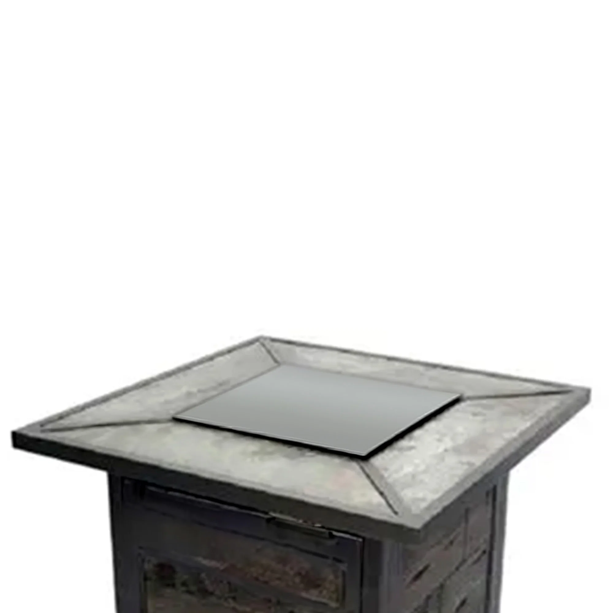 Patio Master Evanston Gas Fire Pit with Steel Cover and Faux Wood Tile Top