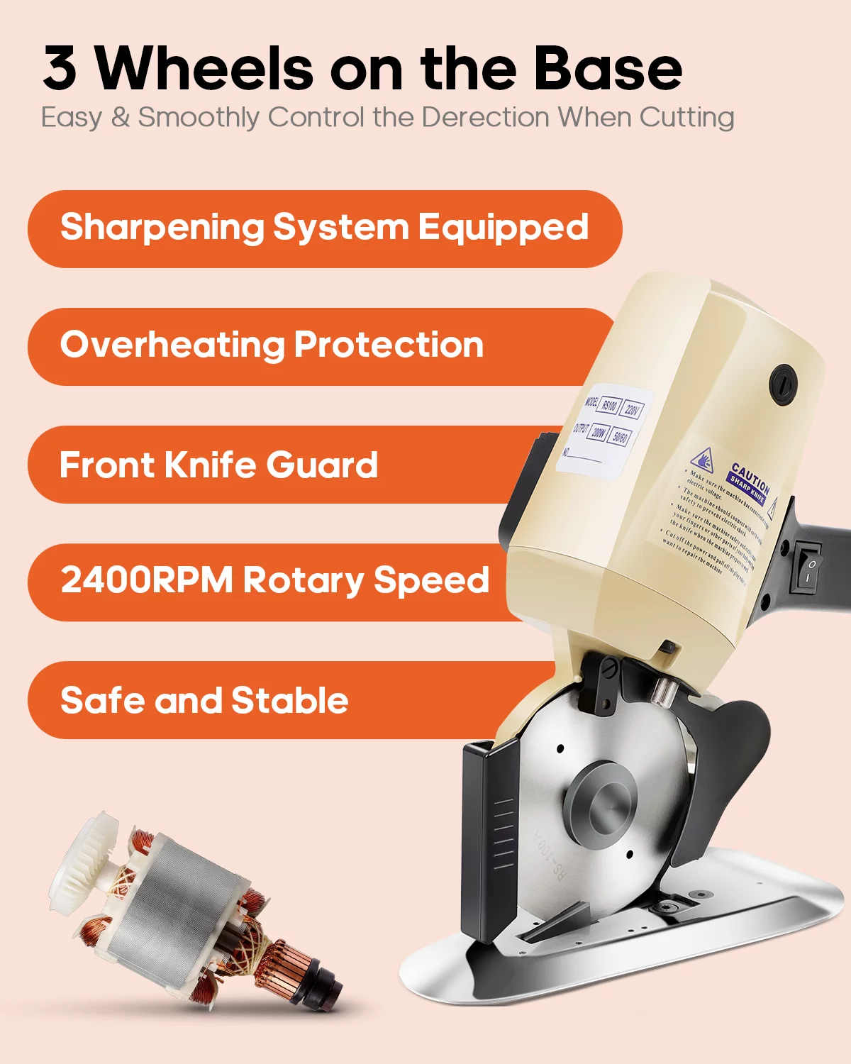 Electric Rotary Fabric Cutter Cloth Cutting Machine 4 Inch Electric Rotary Cloth Cutter Cutting Machine,Octagonal Knife Electric Scissors With Automatic Sharpener For Industrial Tailor Shop