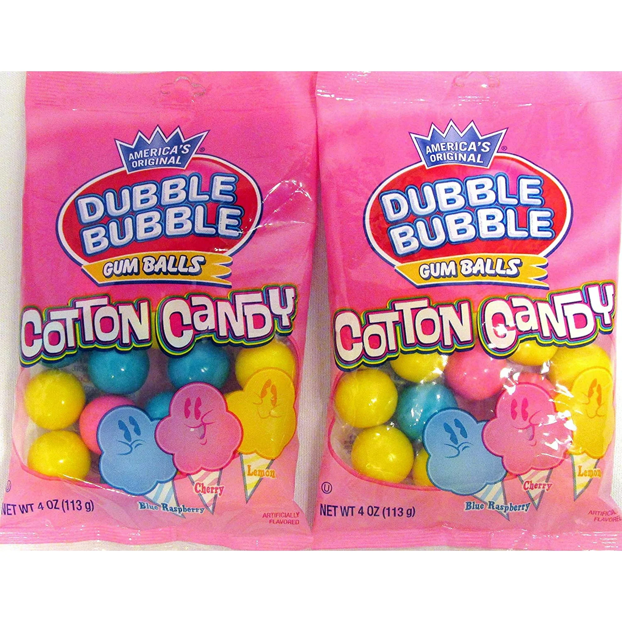 Americas Original Dubble Cotton Candy Bubble Gum Balls, 4oz. (2 Pack)